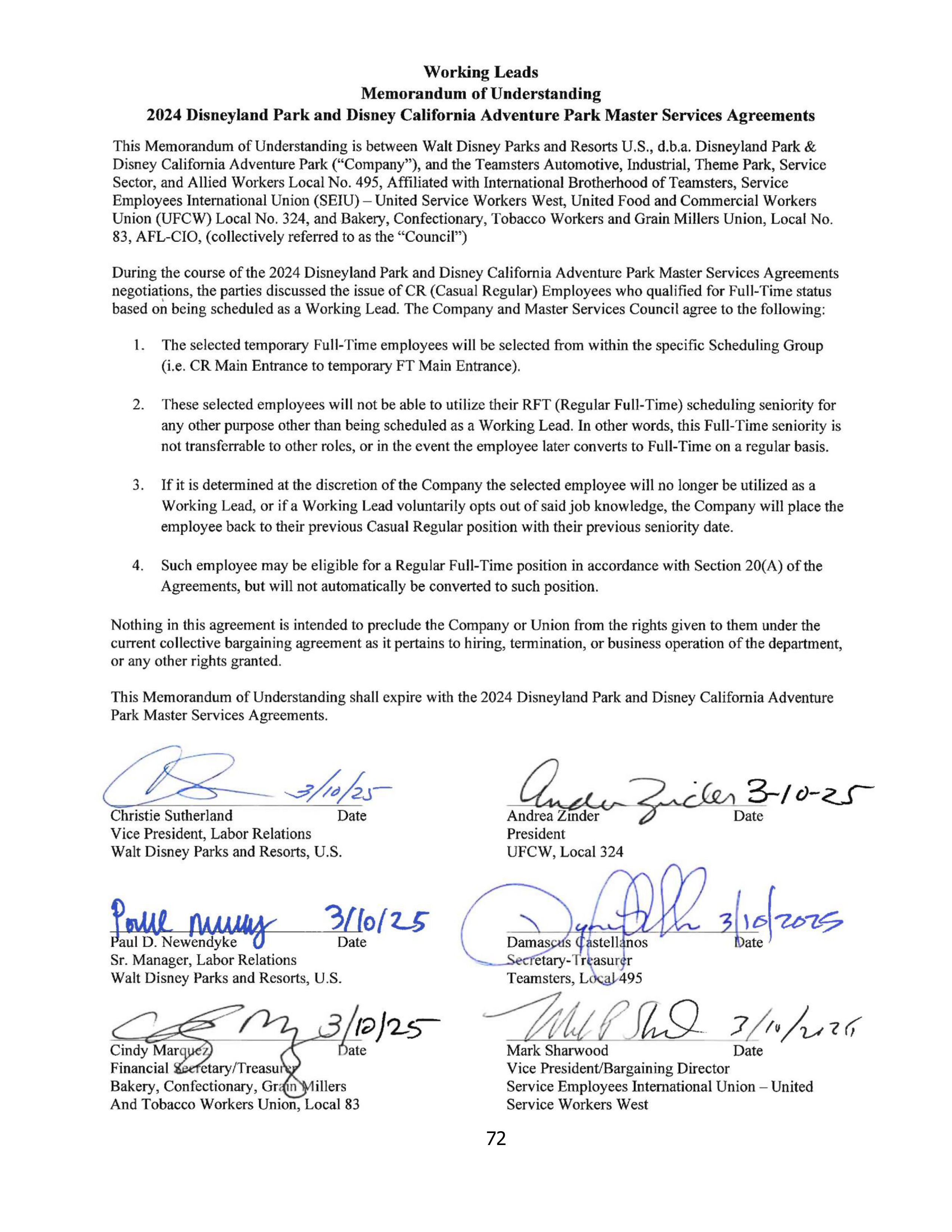 Disneyland Park Master Services Agreement — page 76