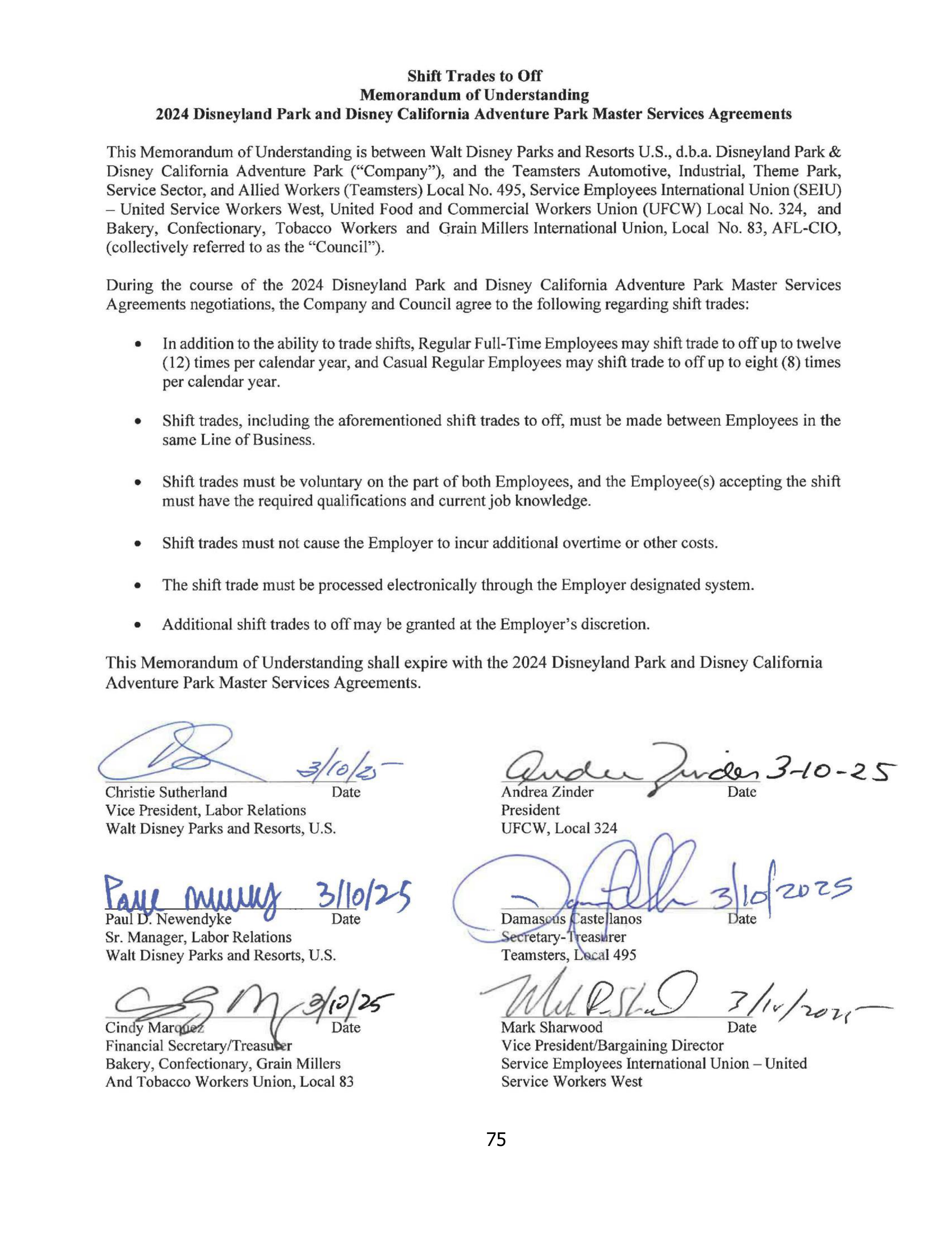 Disneyland Park Master Services Agreement — page 79