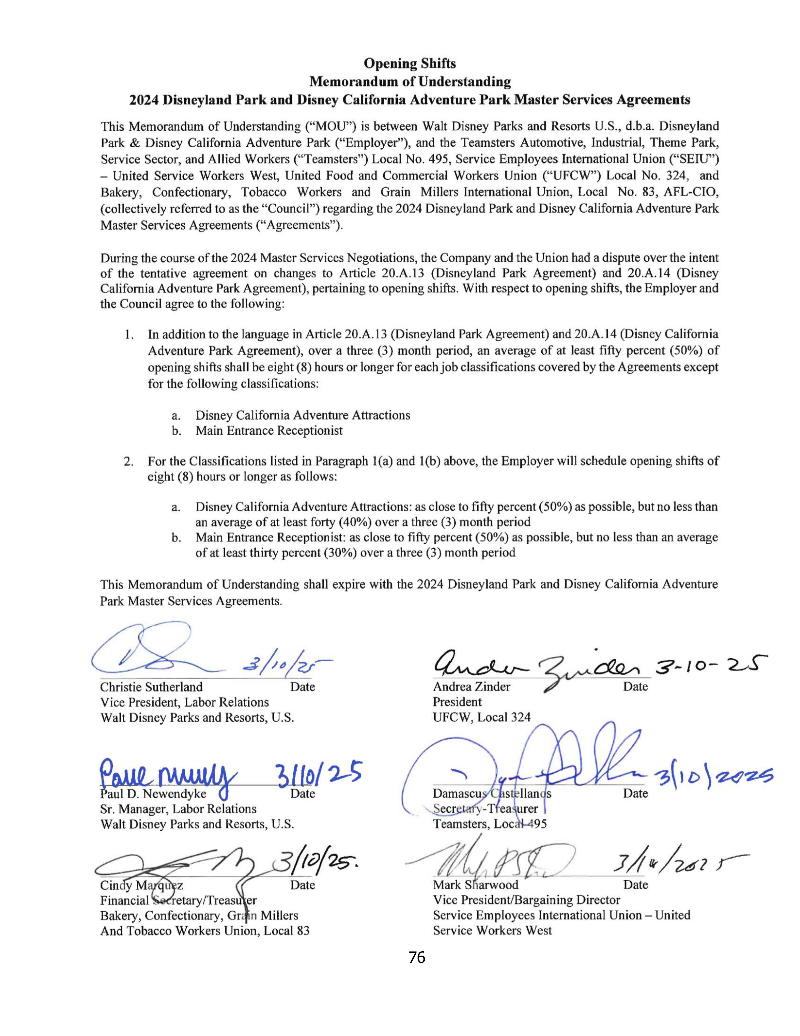 Disneyland Park Master Services Agreement — page 80