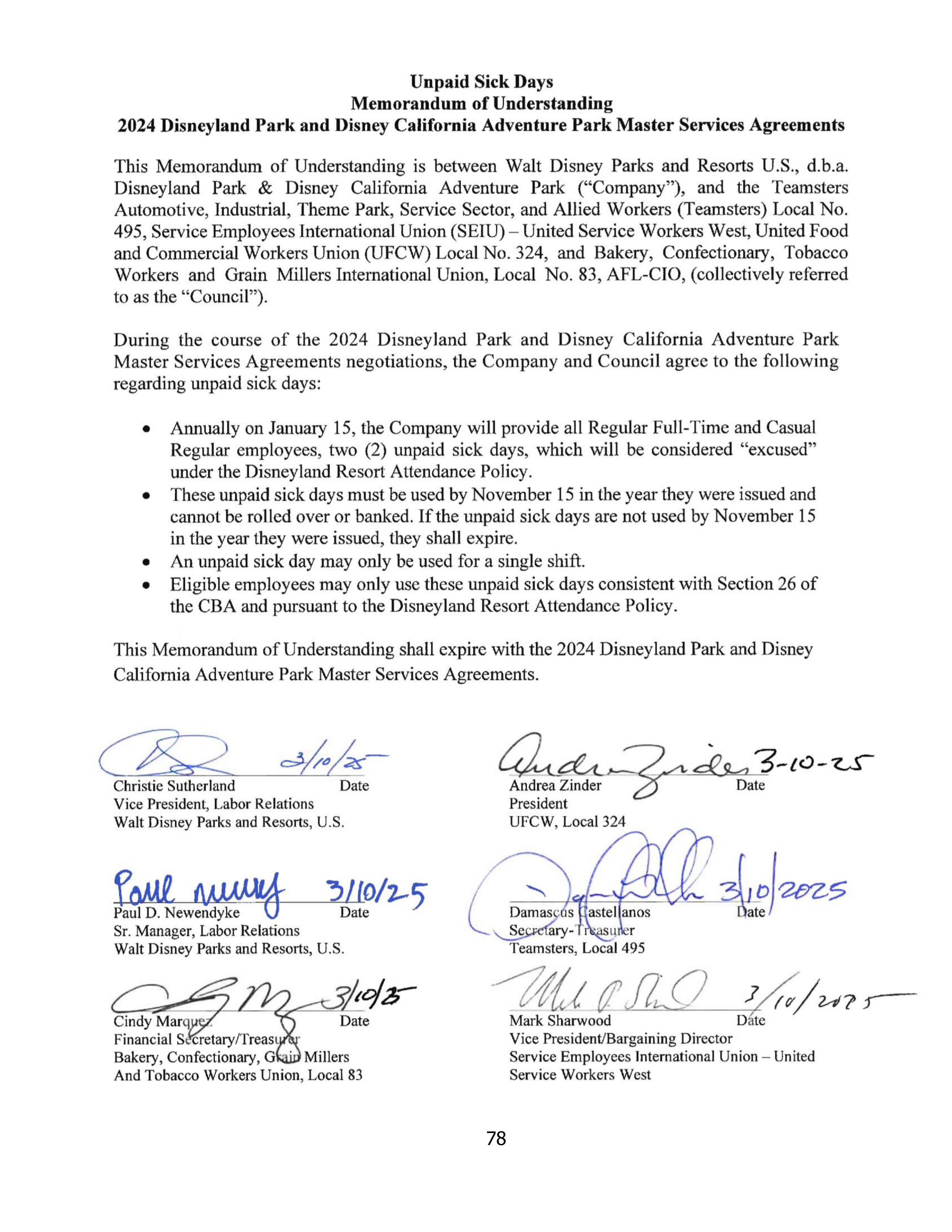 Disneyland Park Master Services Agreement — page 82