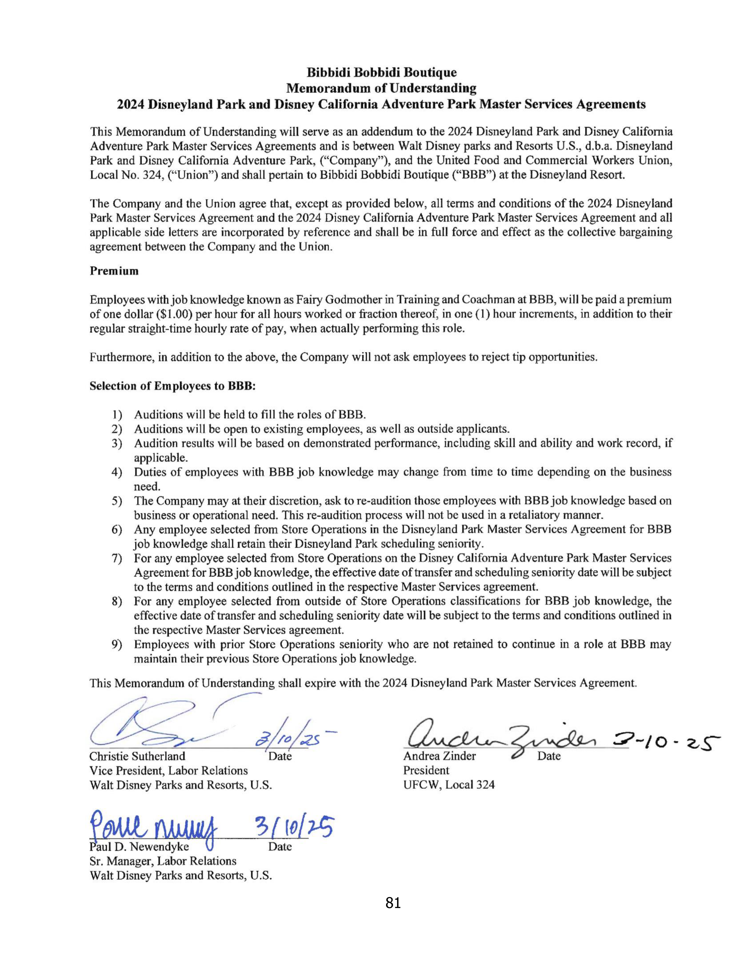 Disneyland Park Master Services Agreement — page 85