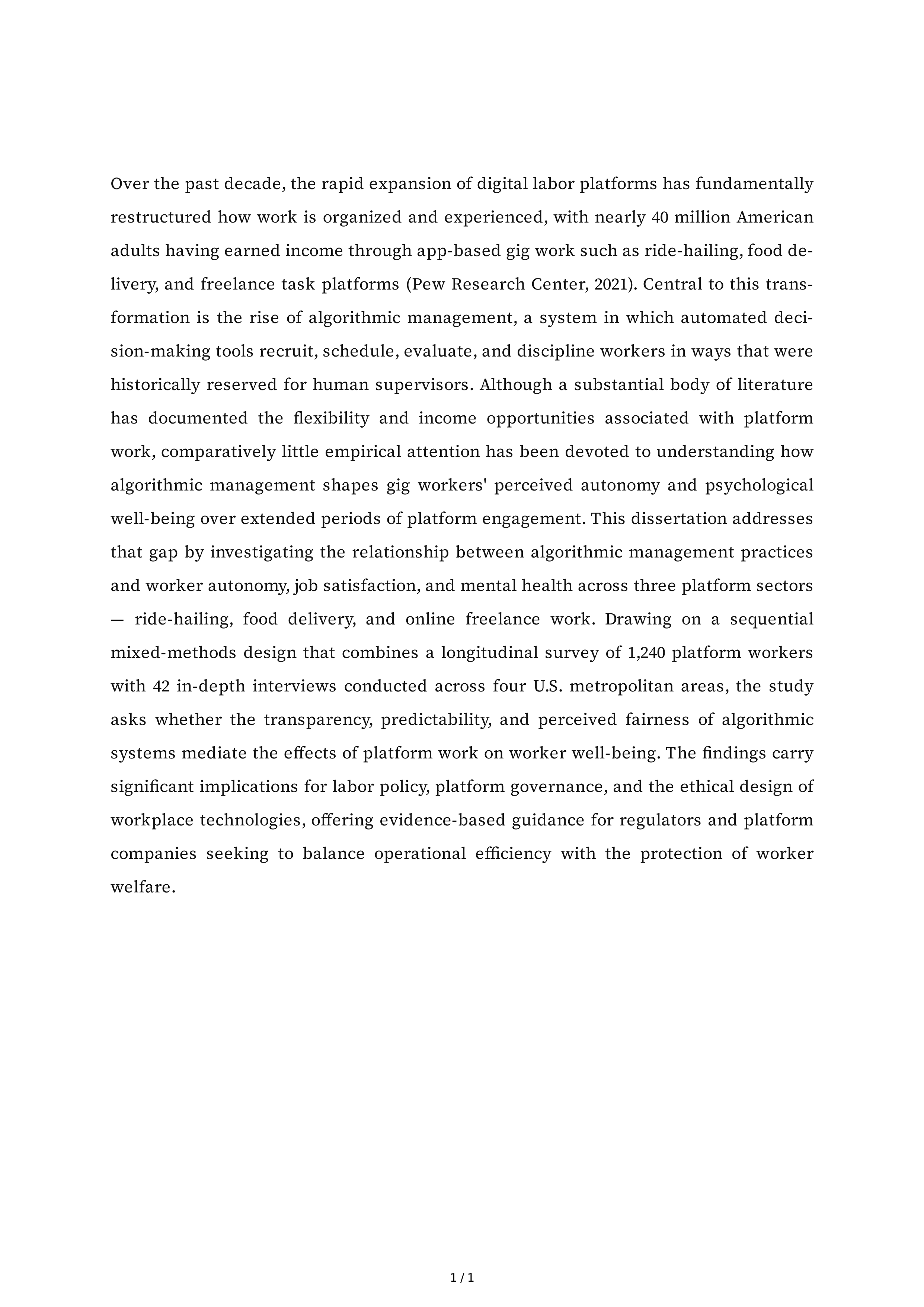 Dissertation Introduction Paragraph — page 1