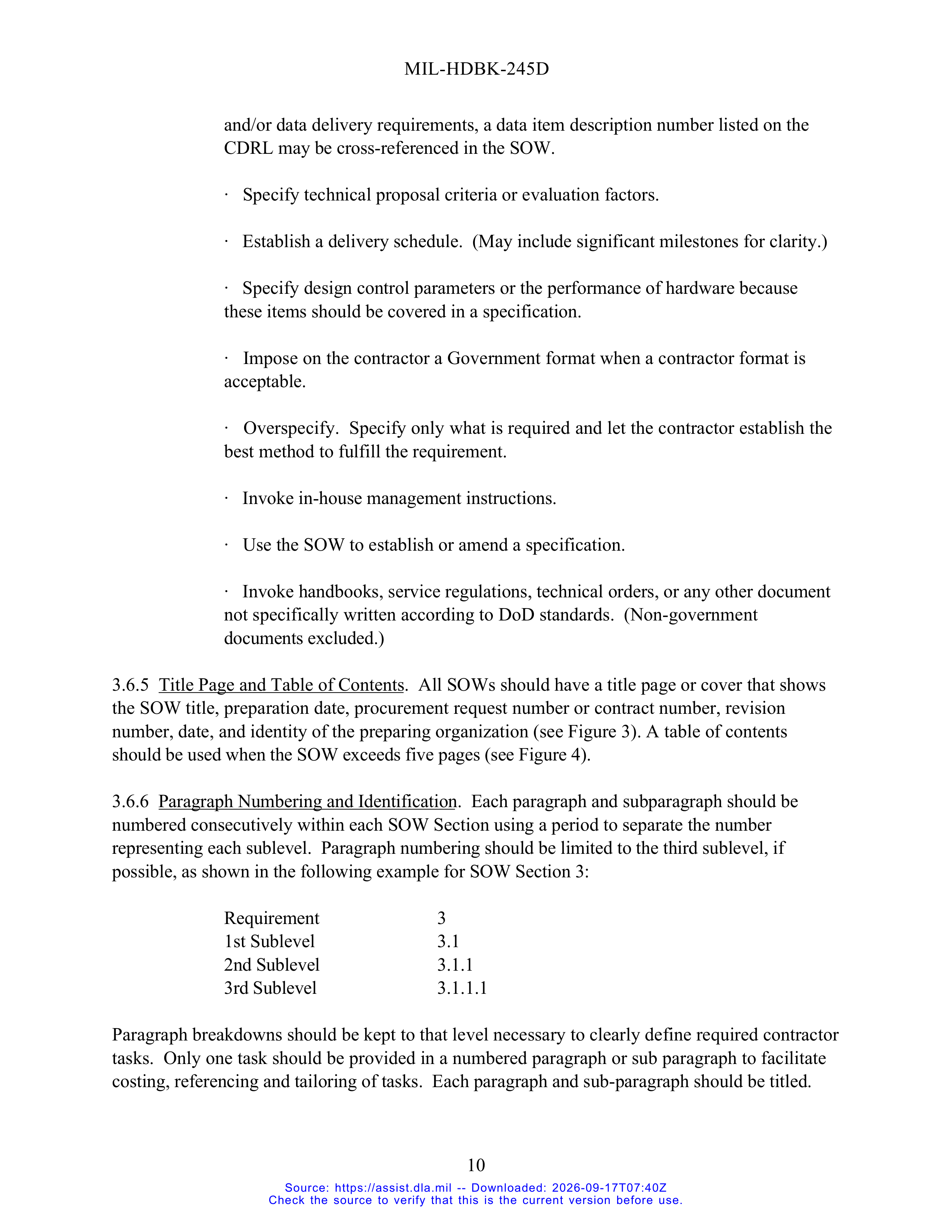 DoD Preparation of Statement of Work (SOW) Handbook — page 15