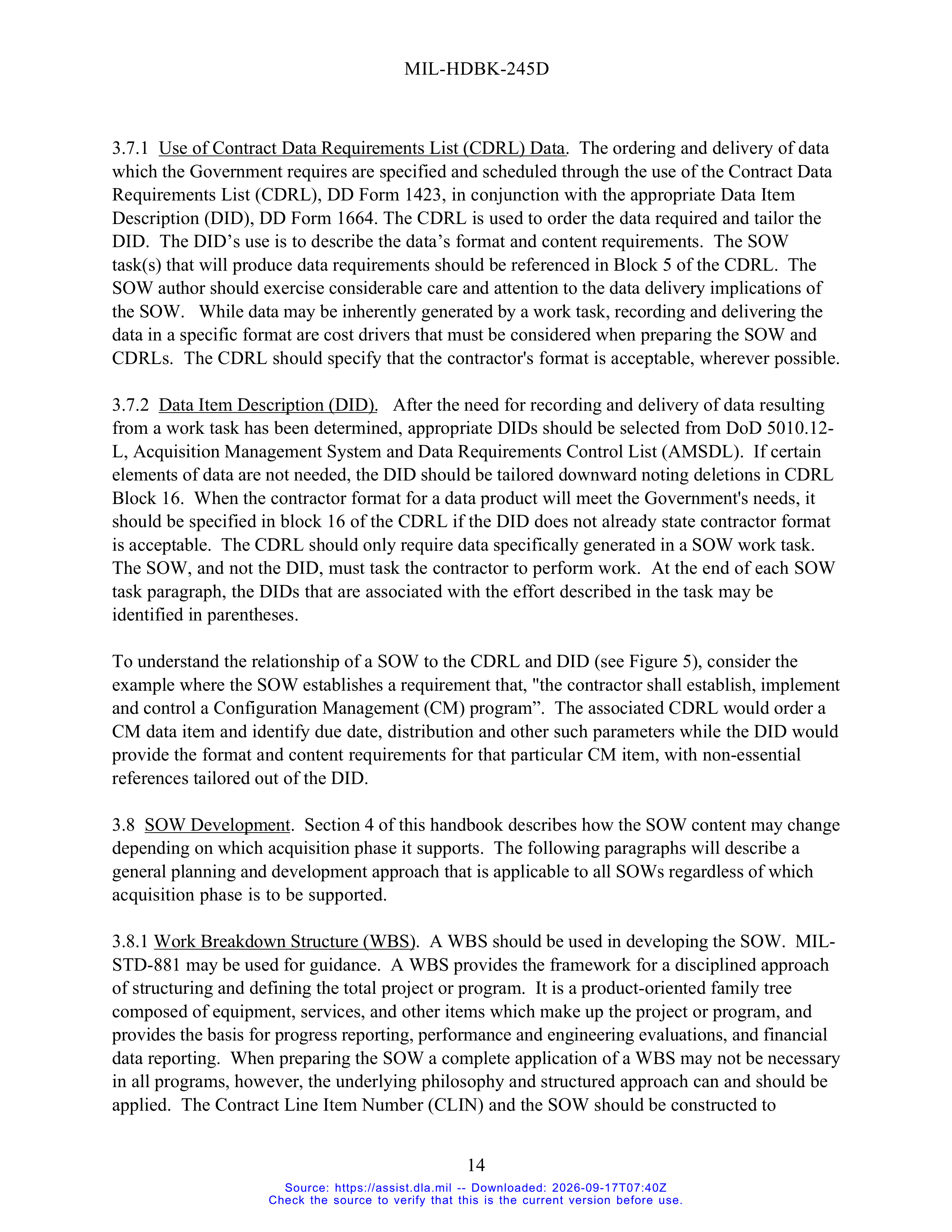 DoD Preparation of Statement of Work (SOW) Handbook — page 19