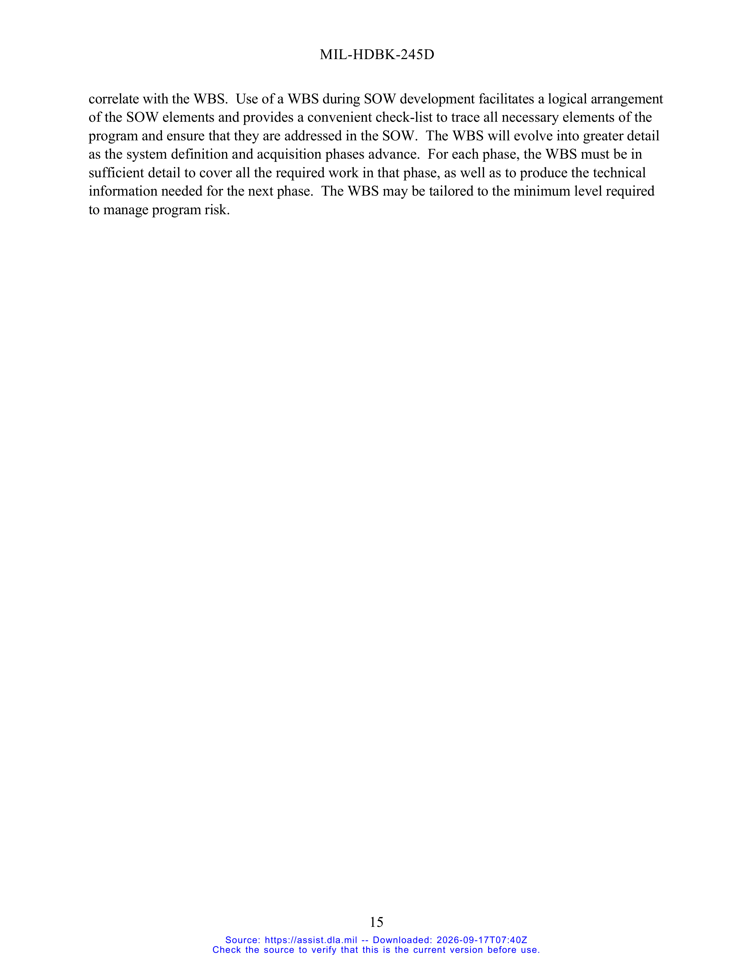 DoD Preparation of Statement of Work (SOW) Handbook — page 20