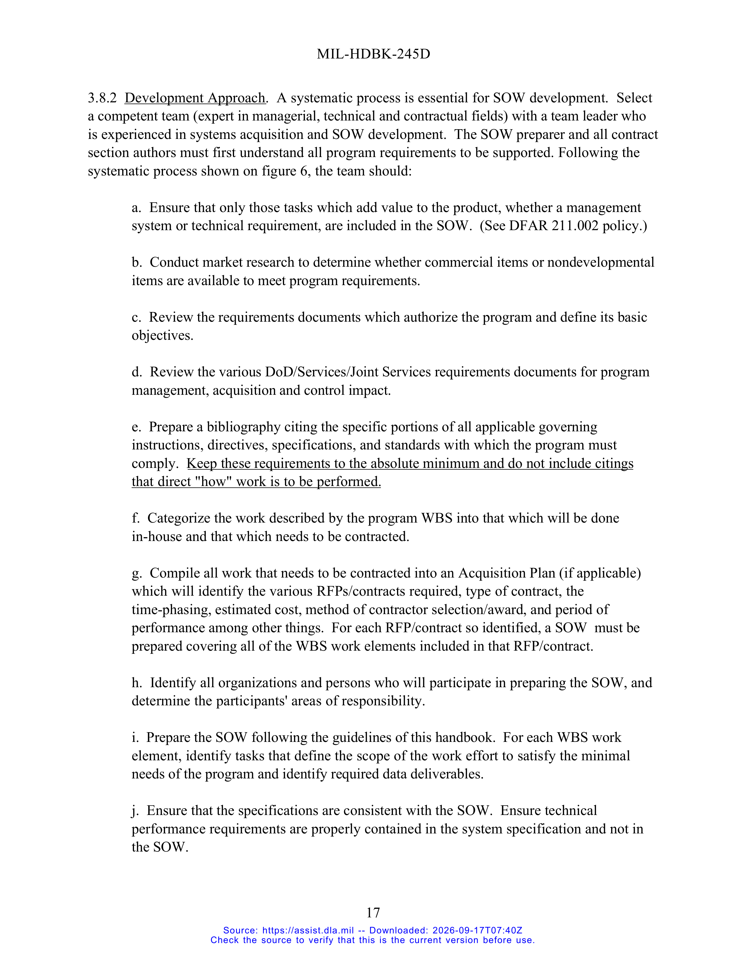 DoD Preparation of Statement of Work (SOW) Handbook — page 22