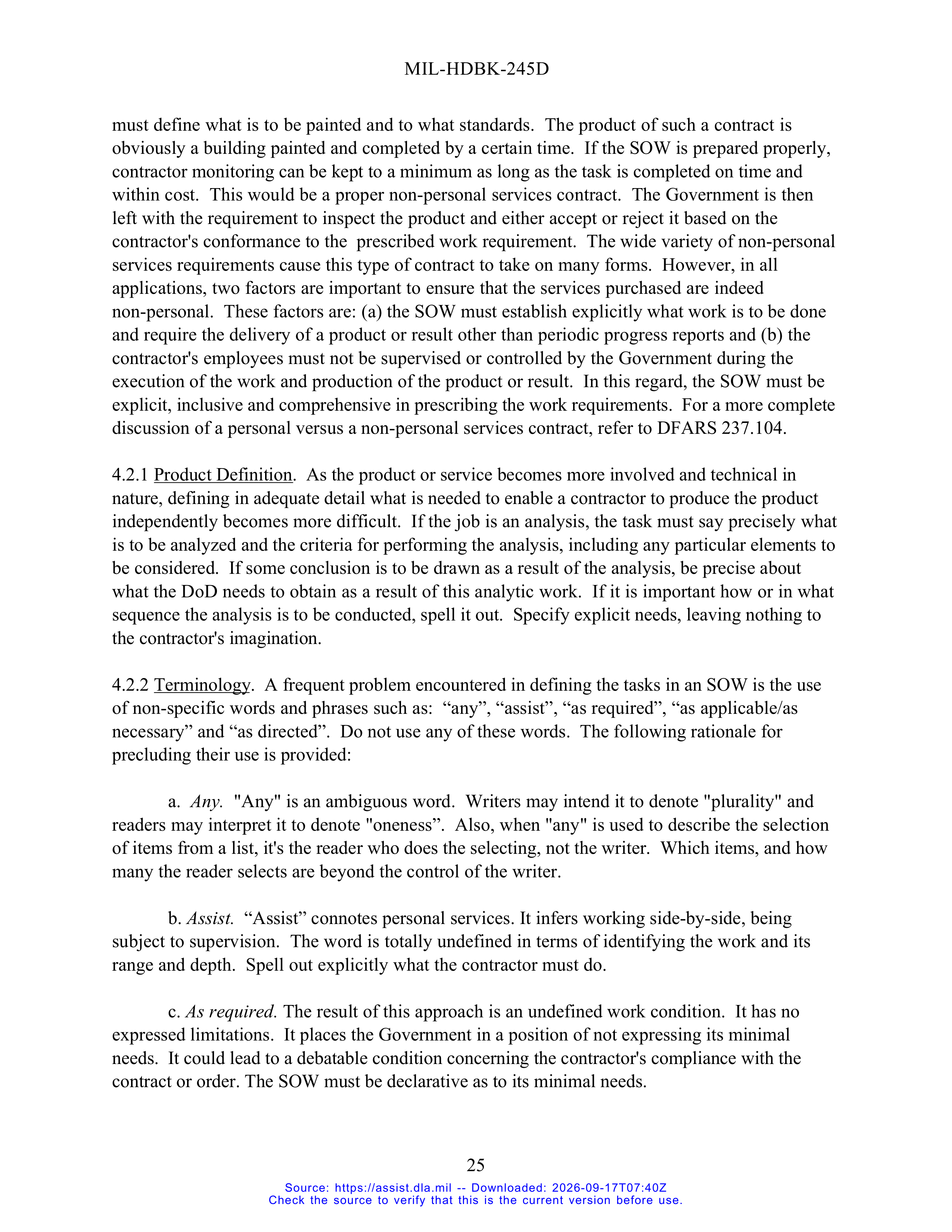 DoD Preparation of Statement of Work (SOW) Handbook — page 30