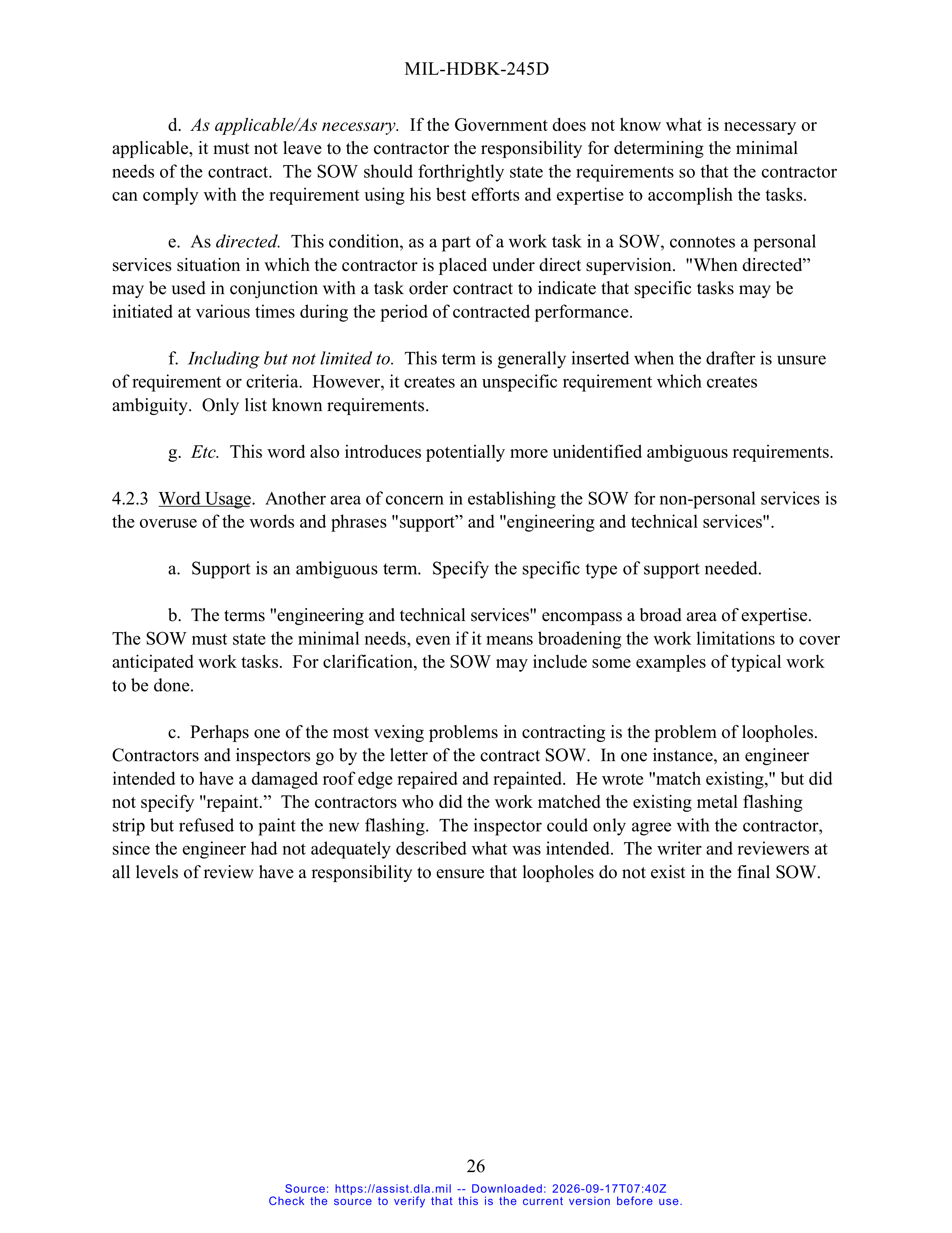 DoD Preparation of Statement of Work (SOW) Handbook — page 31
