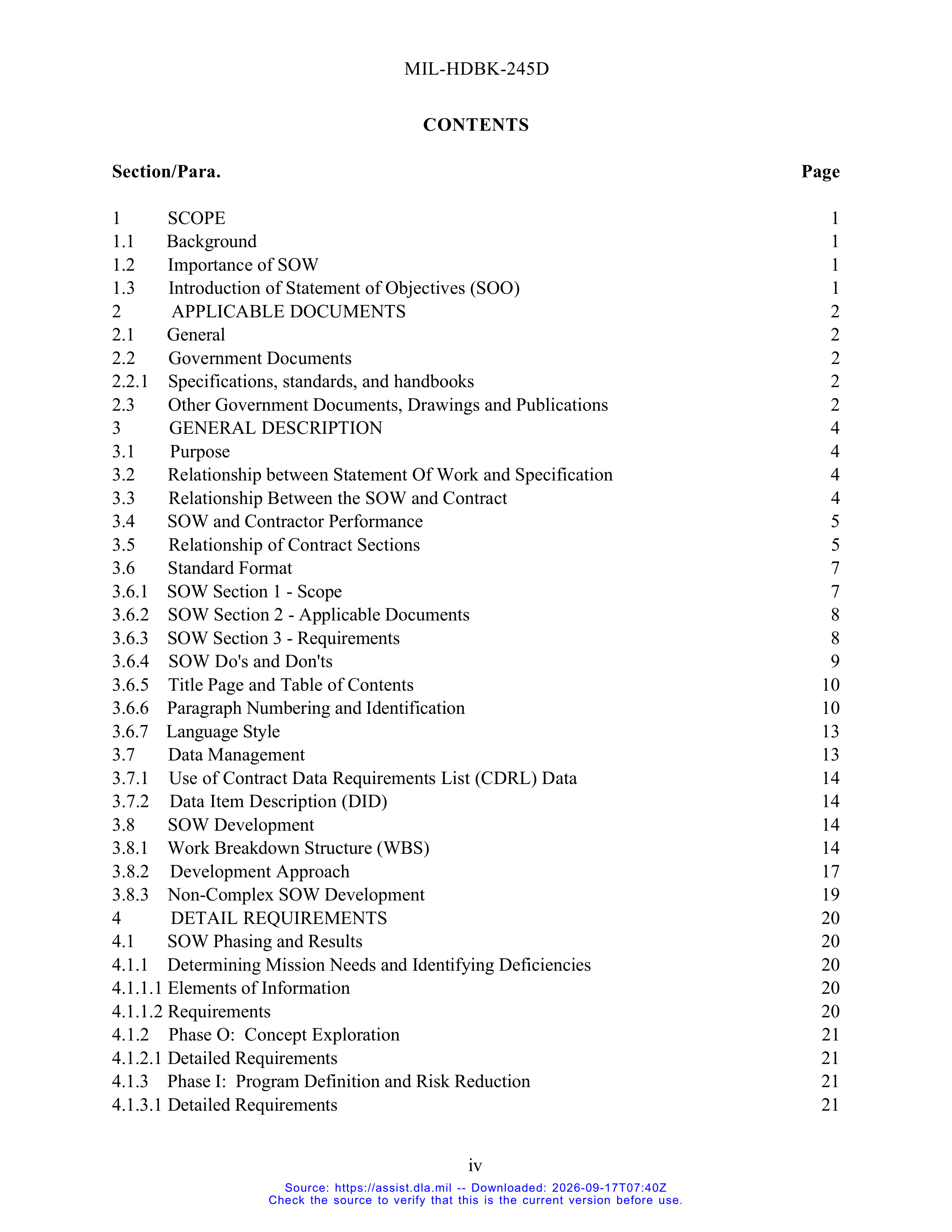 DoD Preparation of Statement of Work (SOW) Handbook — page 4