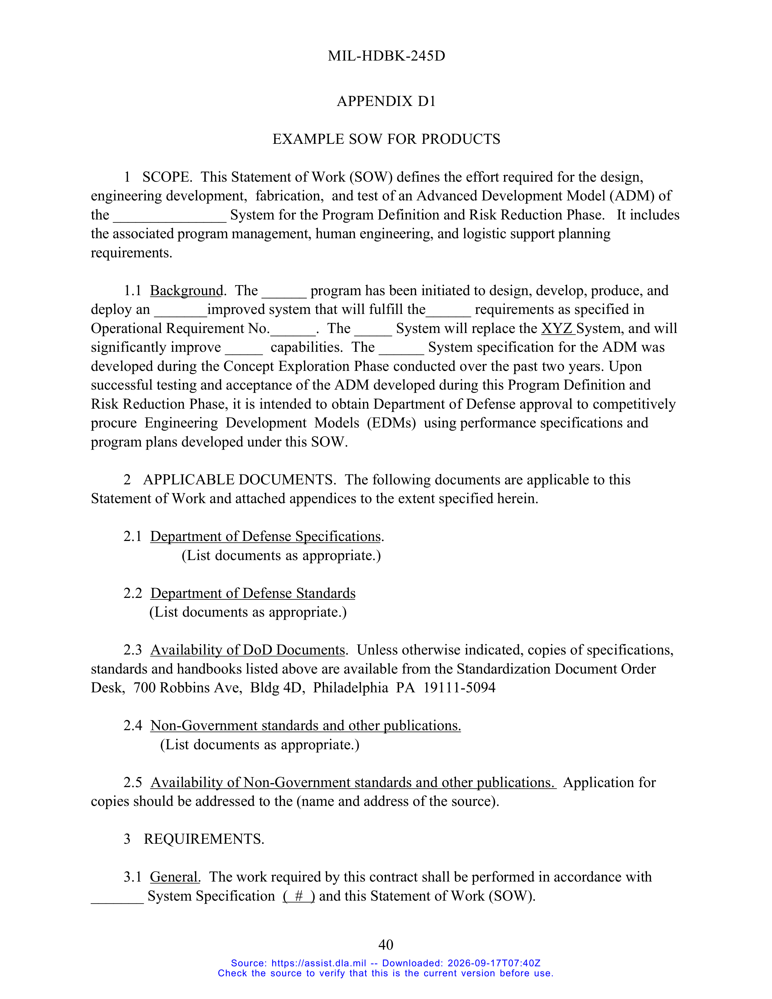 DoD Preparation of Statement of Work (SOW) Handbook — page 45