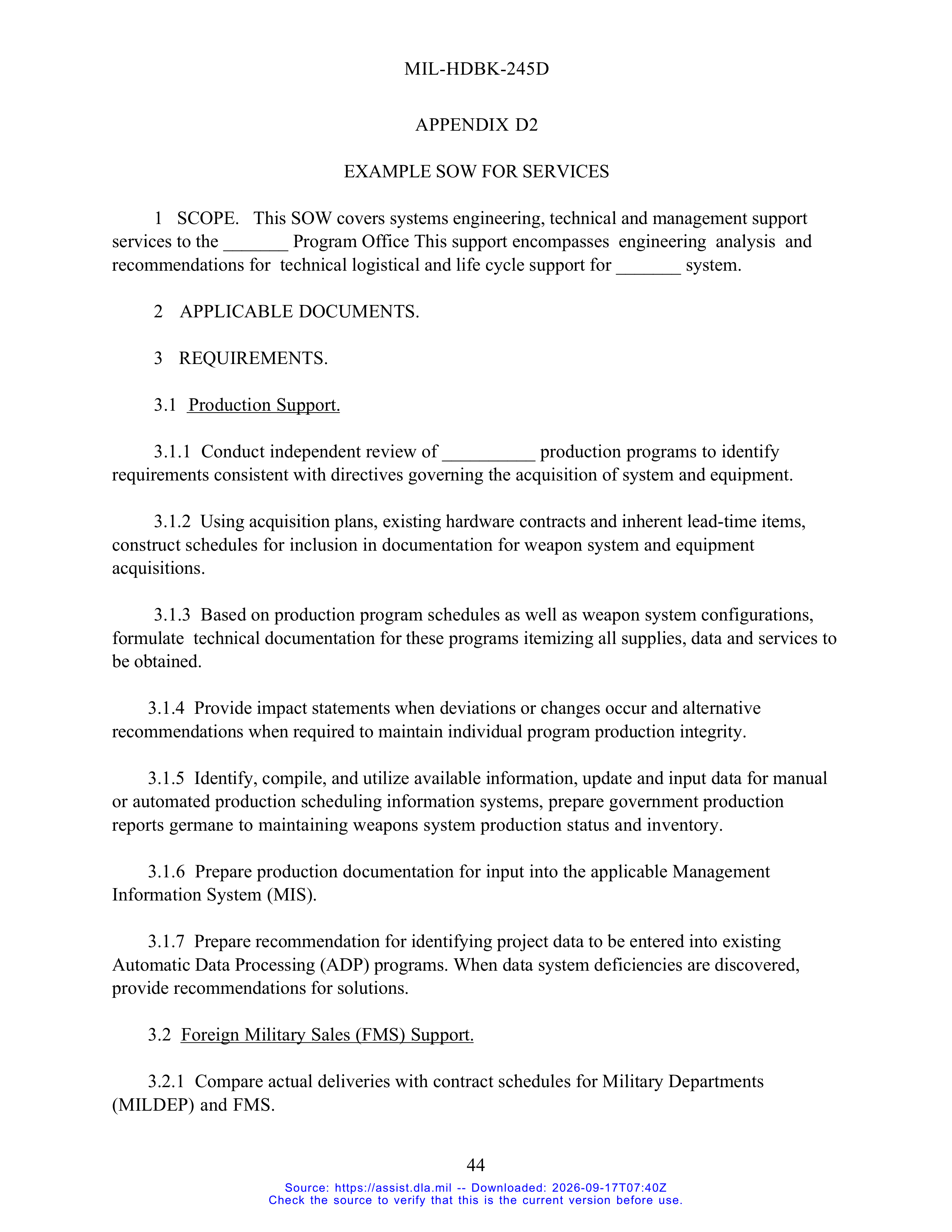 DoD Preparation of Statement of Work (SOW) Handbook — page 49