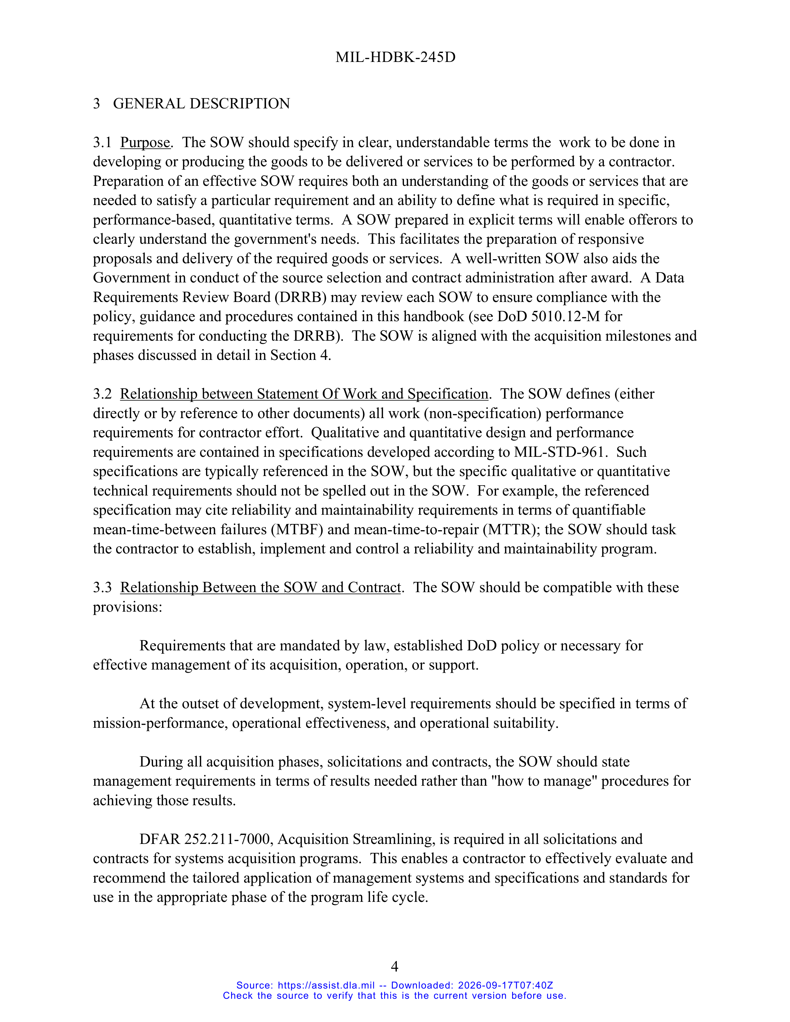 DoD Preparation of Statement of Work (SOW) Handbook — page 9