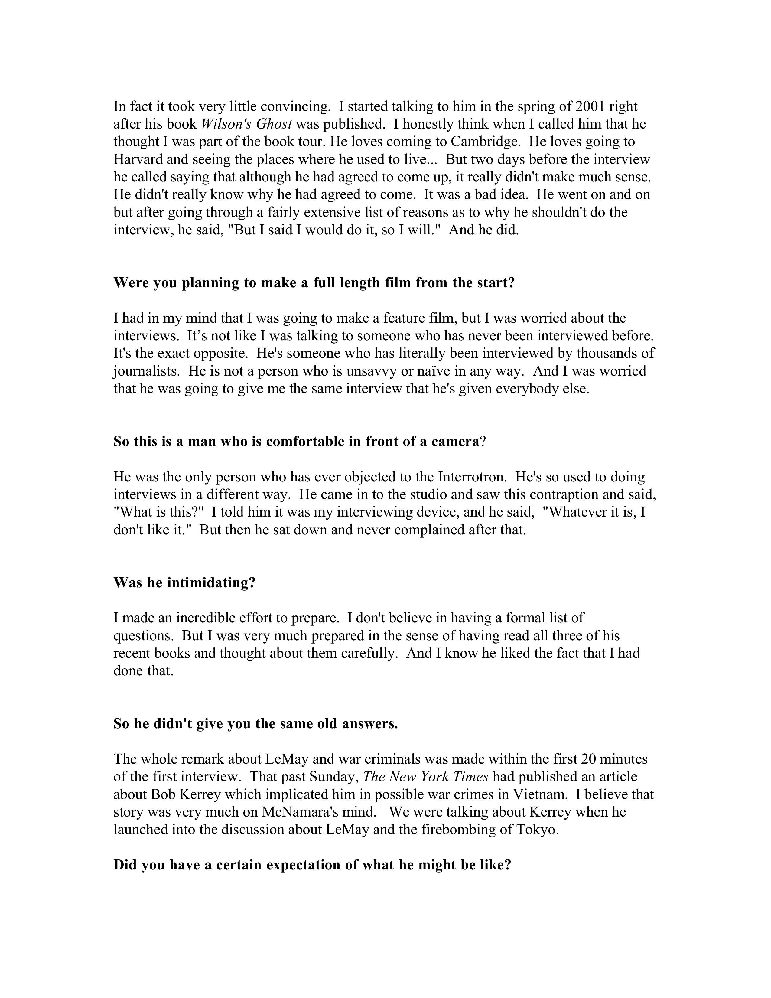 Documentary Filmmakers Errol Morris The Fog of War Biography — page 5