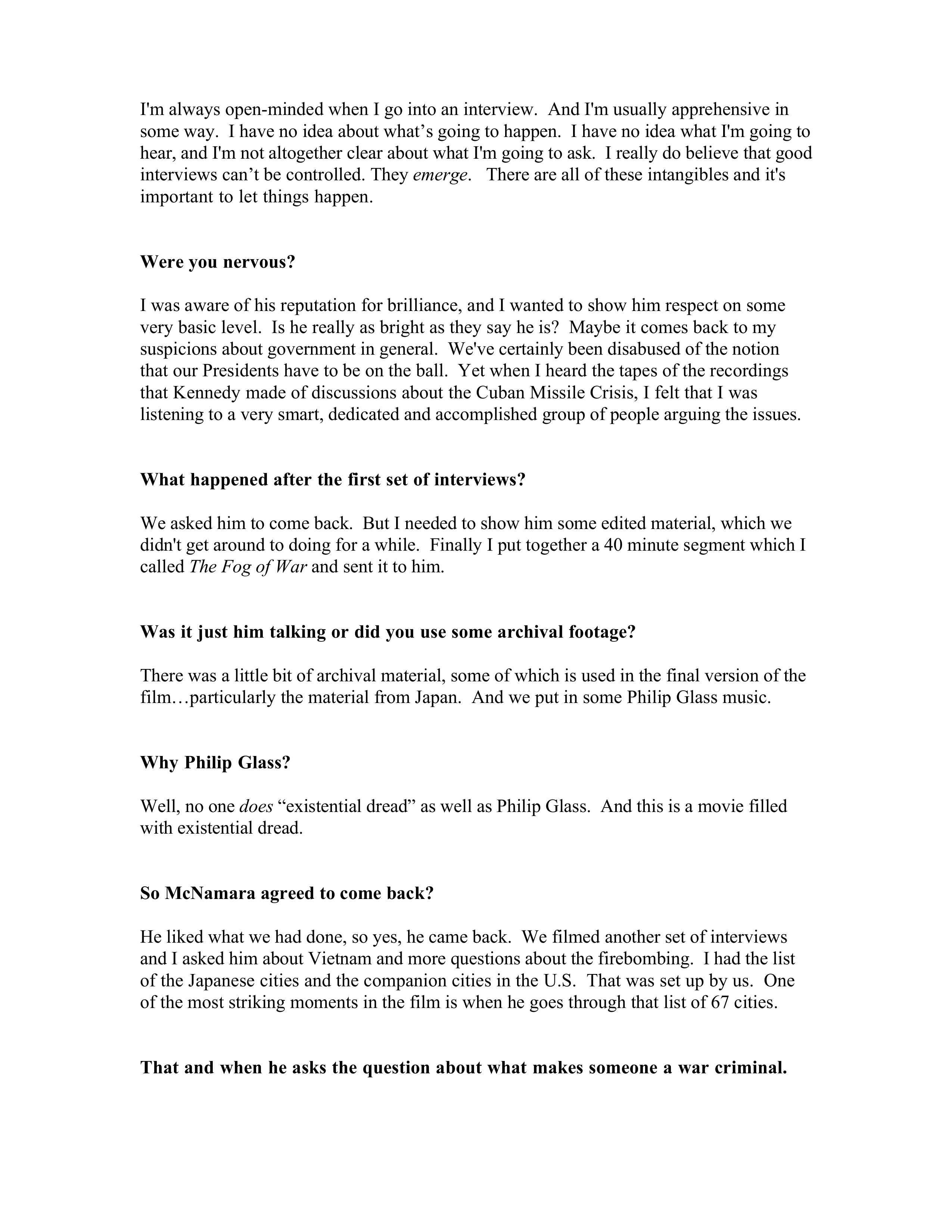 Documentary Filmmakers Errol Morris The Fog of War Biography — page 6