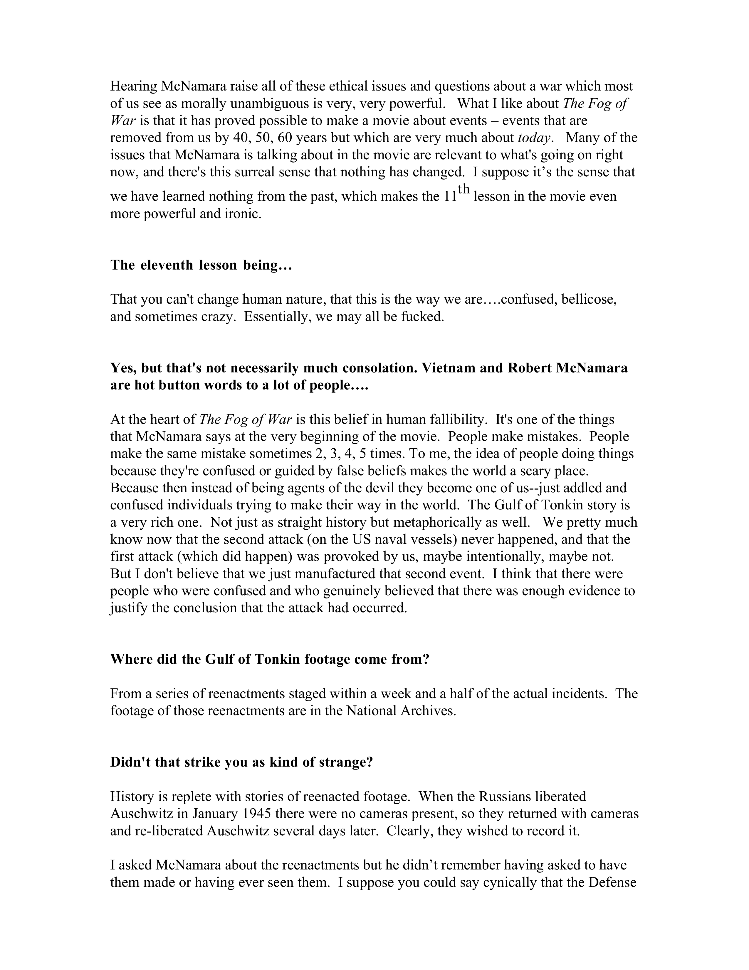 Documentary Filmmakers Errol Morris The Fog of War Biography — page 7