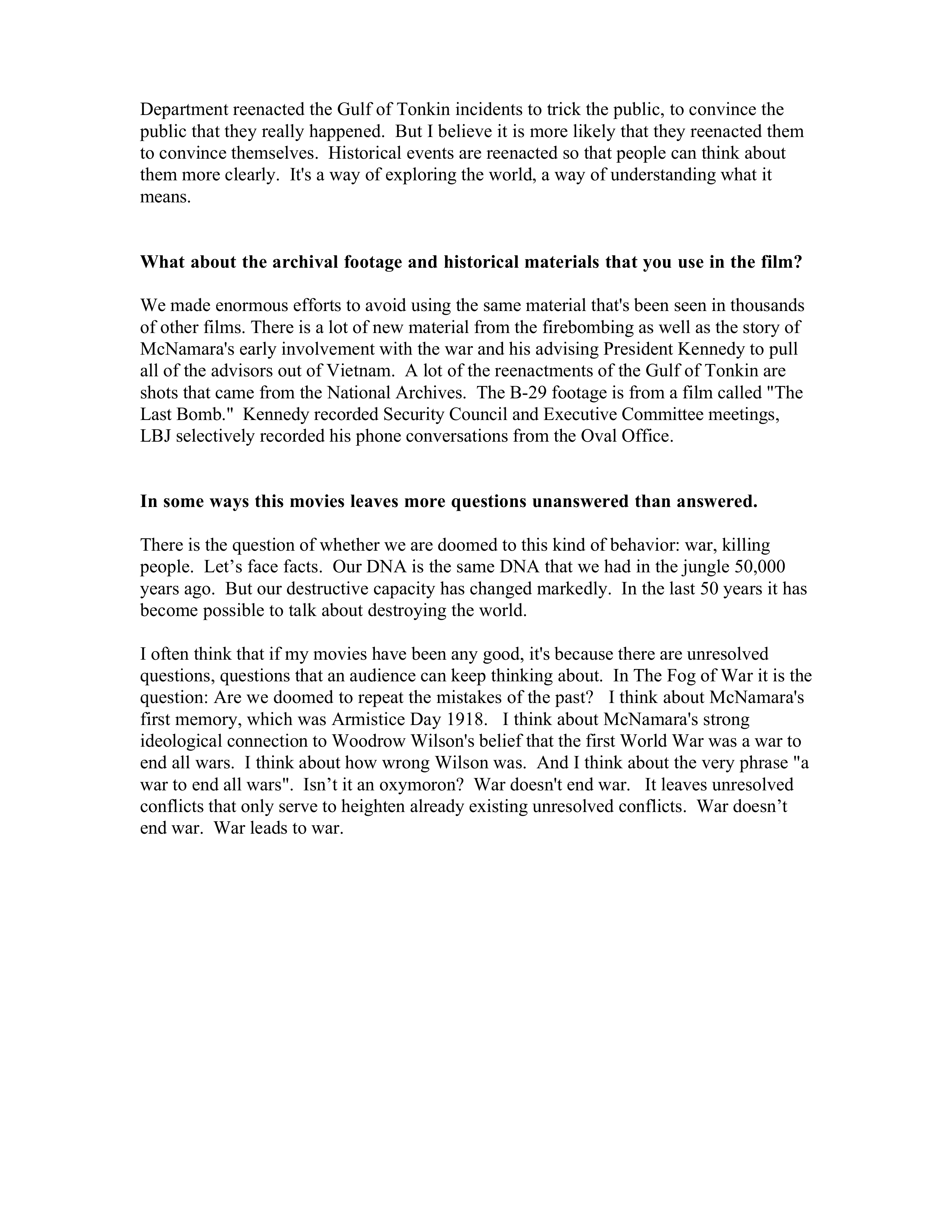 Documentary Filmmakers Errol Morris The Fog of War Biography — page 8