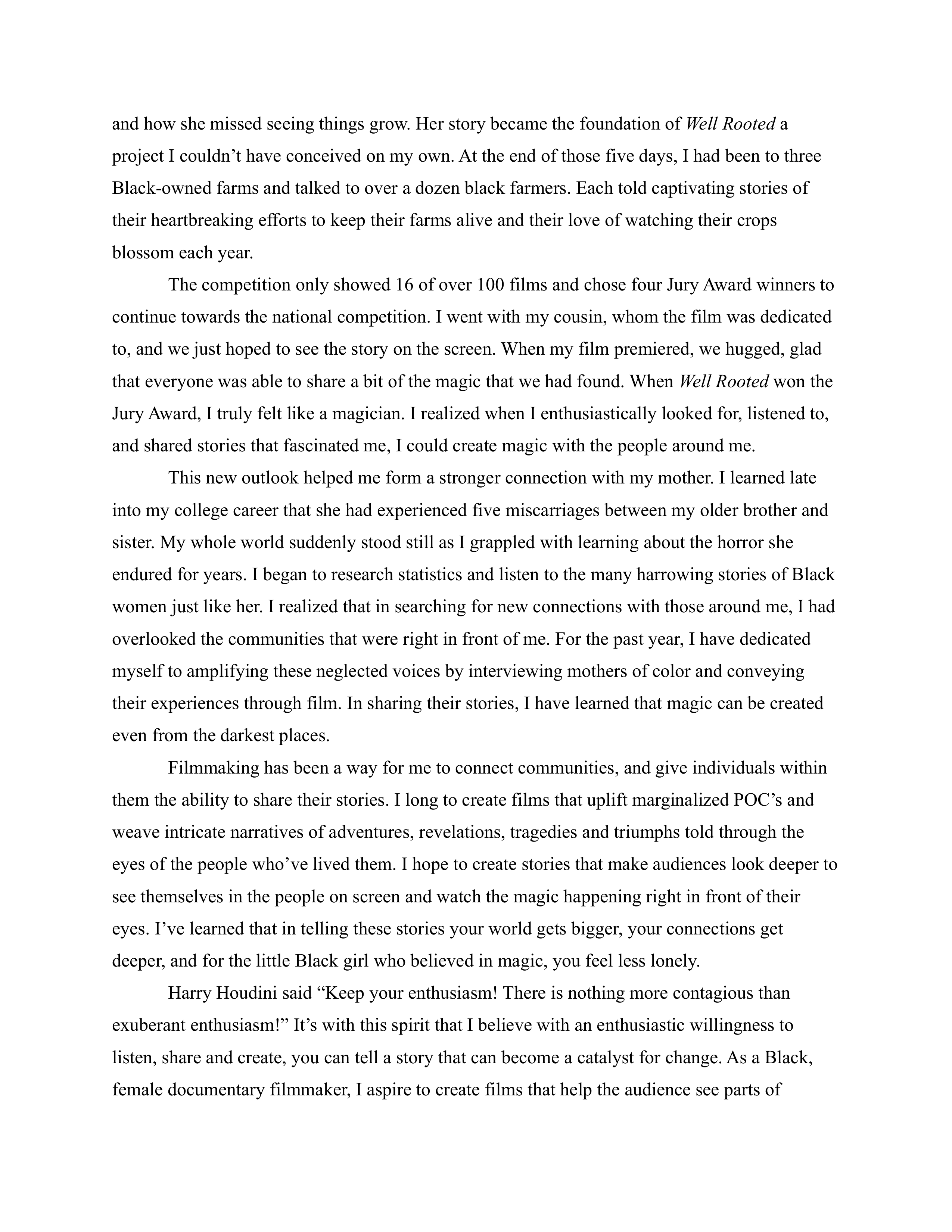 Documentary Filmmaking Personal Statement — page 2