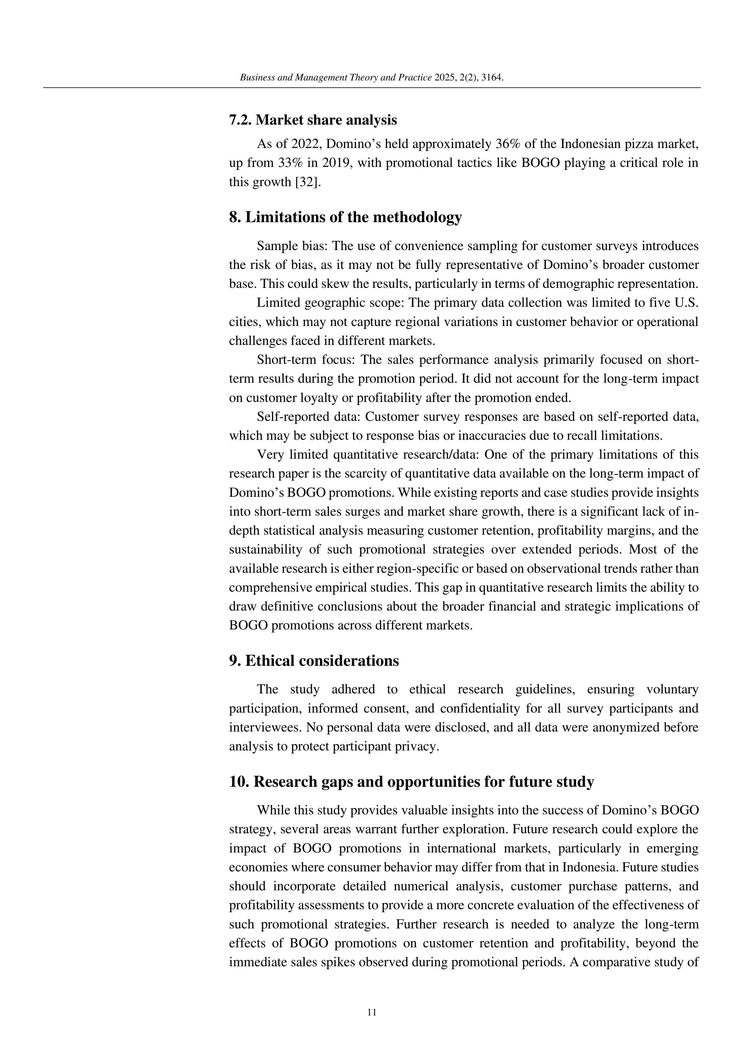 Dominos Pizza Case Study — page 11