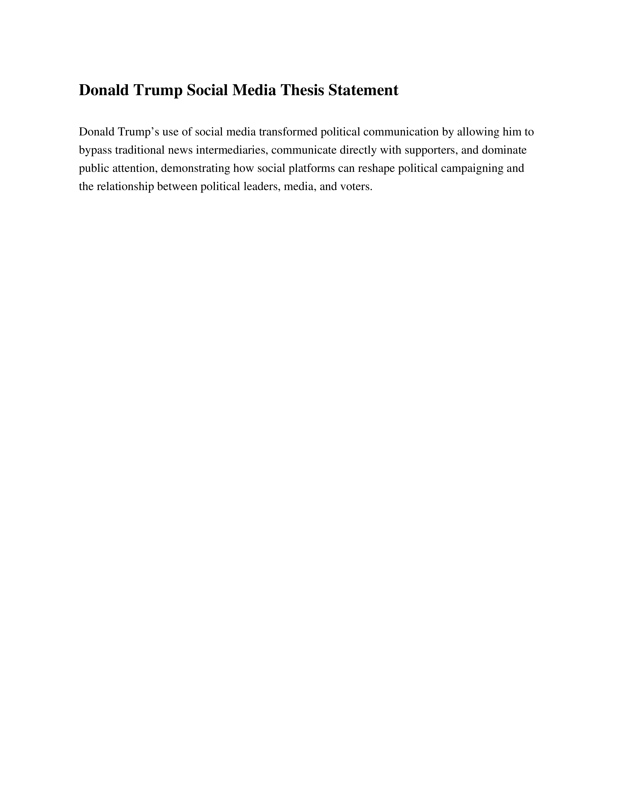 Donald Trump Social Media Thesis Statement — page 1