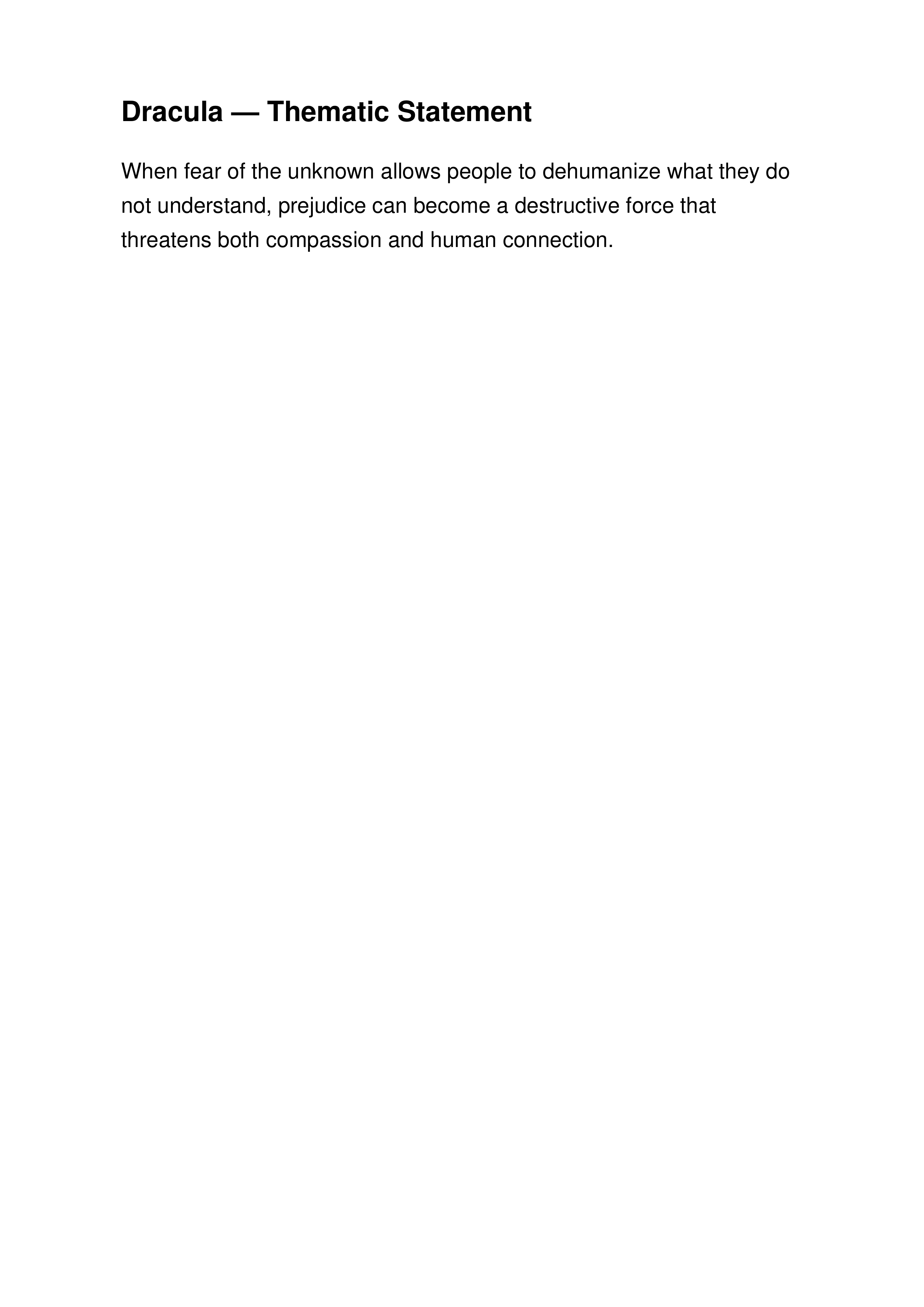 Dracula Thematic Statement — page 1