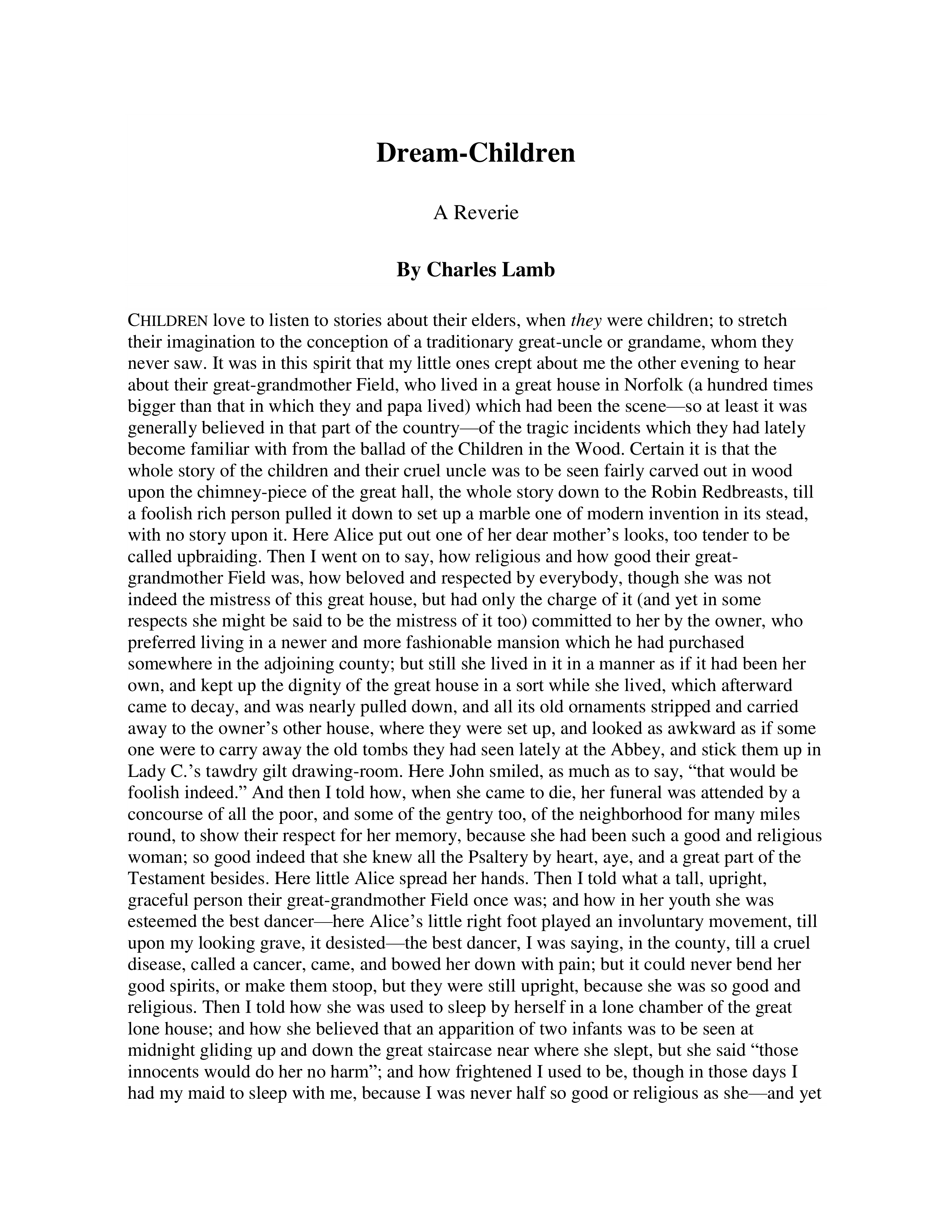 Dream Children Essay — page 1