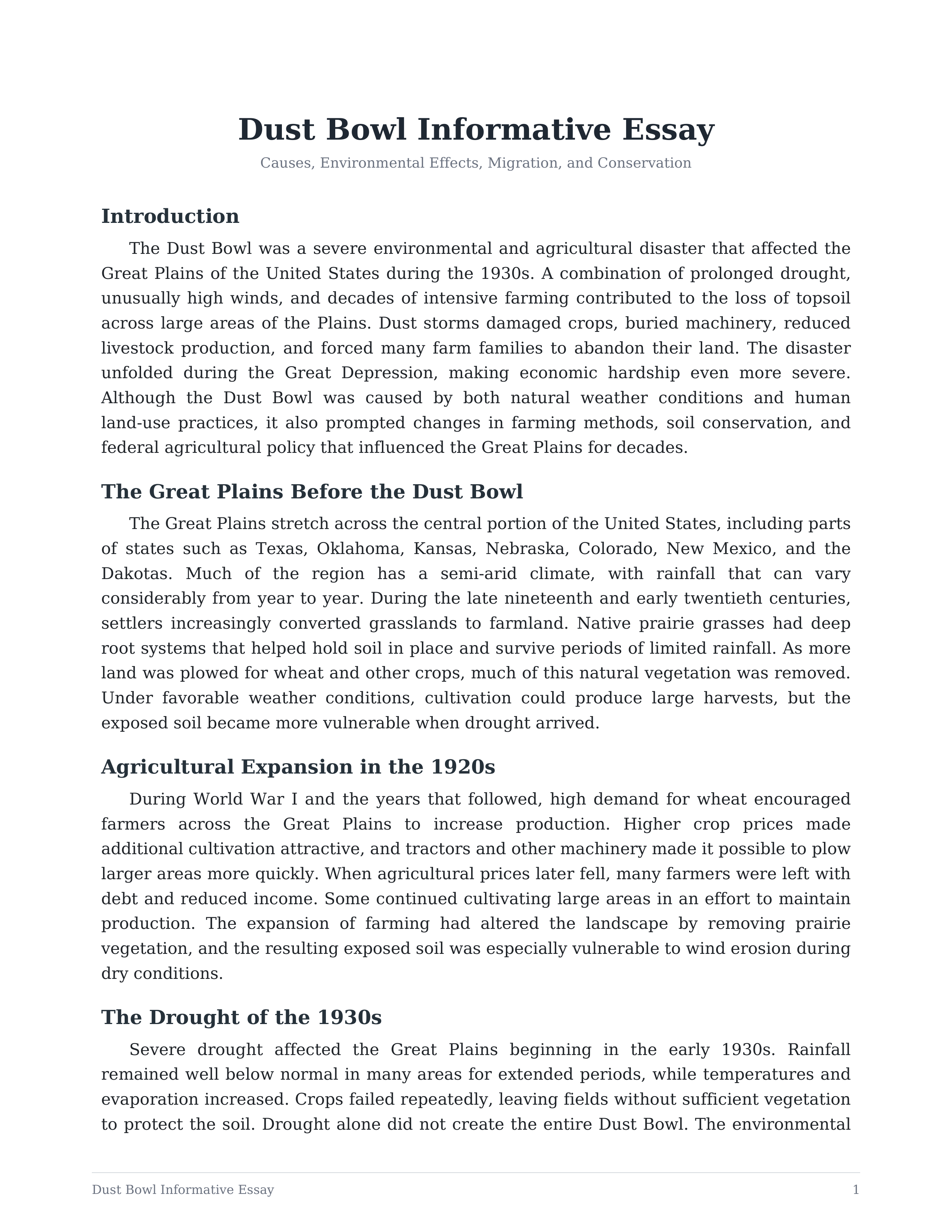 Dust Bowl Informative Essay — page 1
