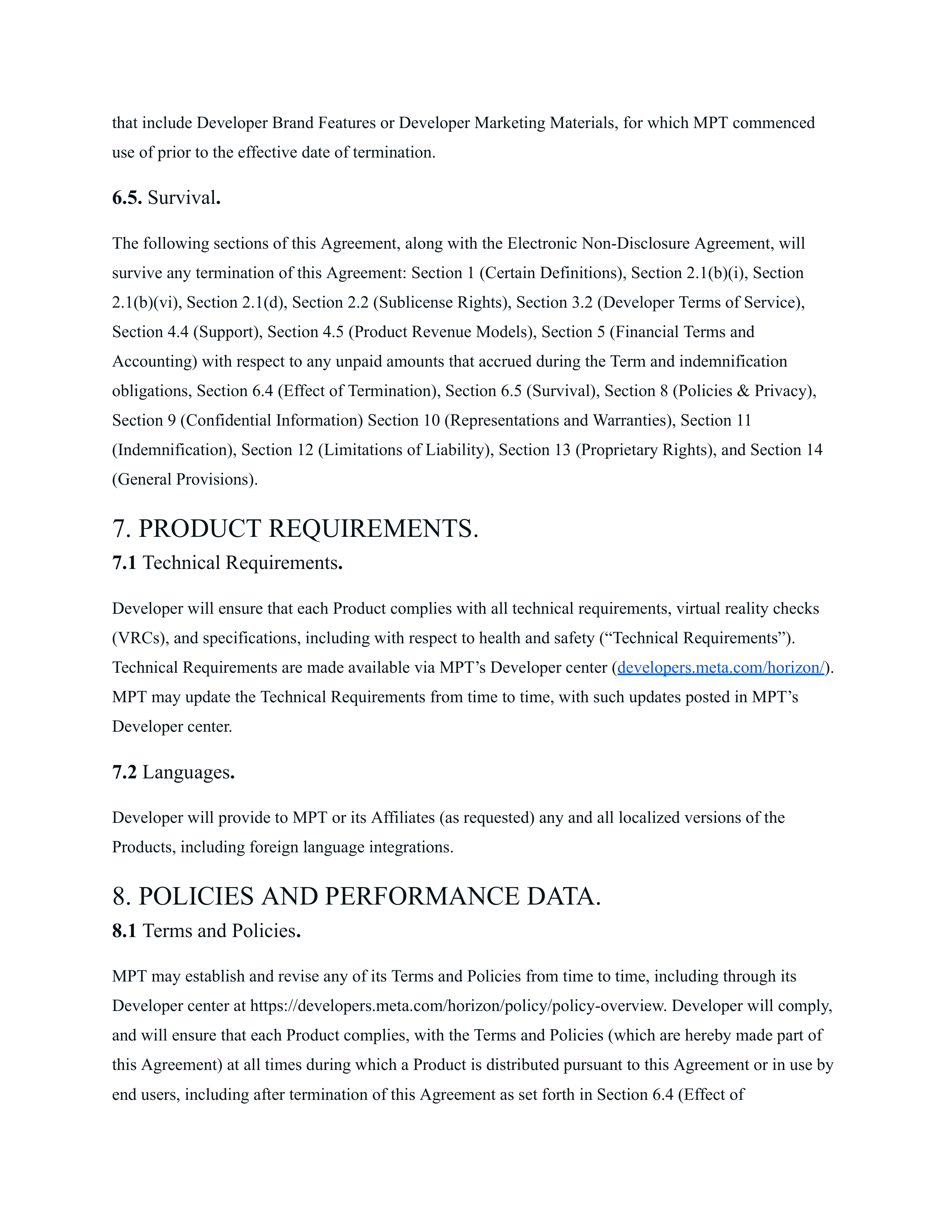 Meta Electronic Developer Distribution Agreement — page 12