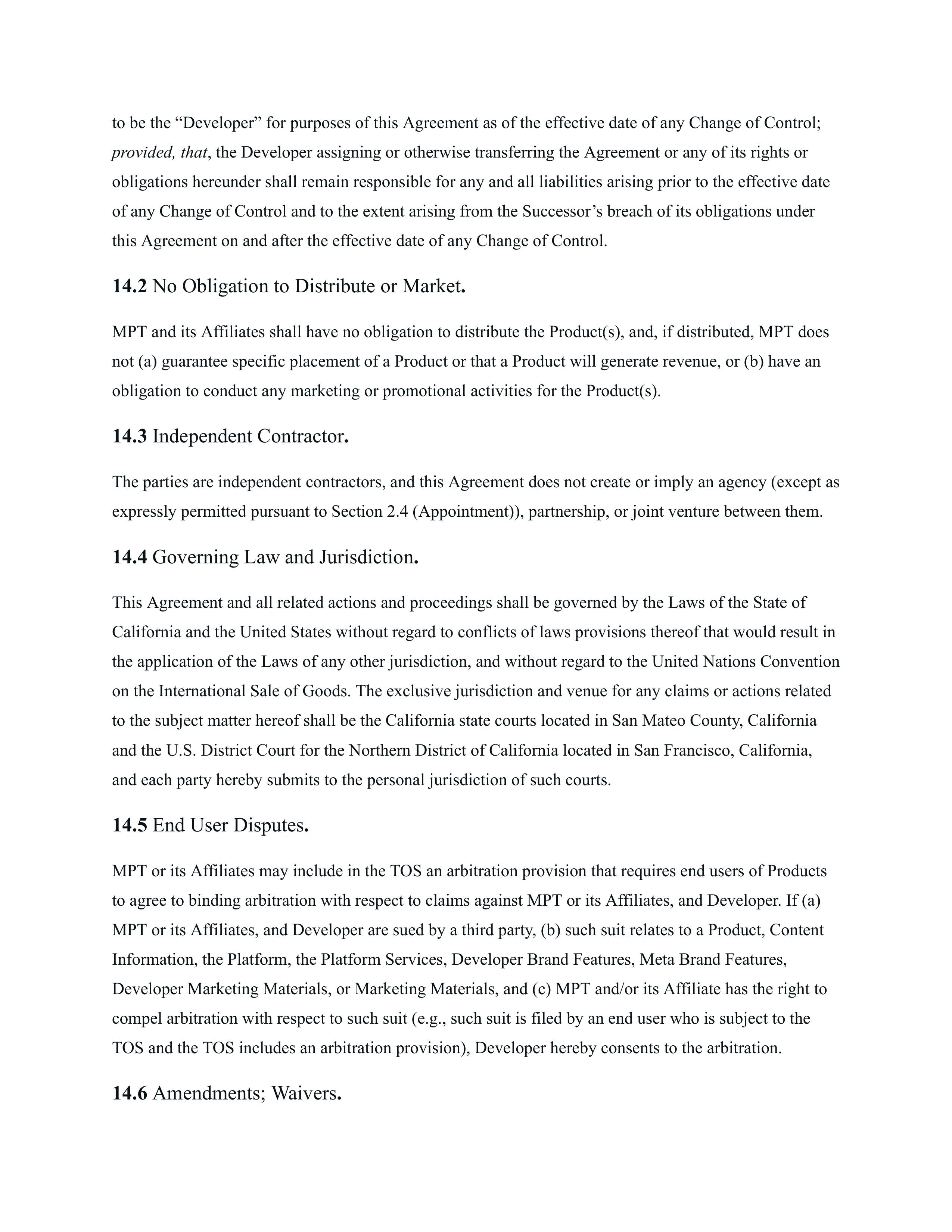 Meta Electronic Developer Distribution Agreement — page 20