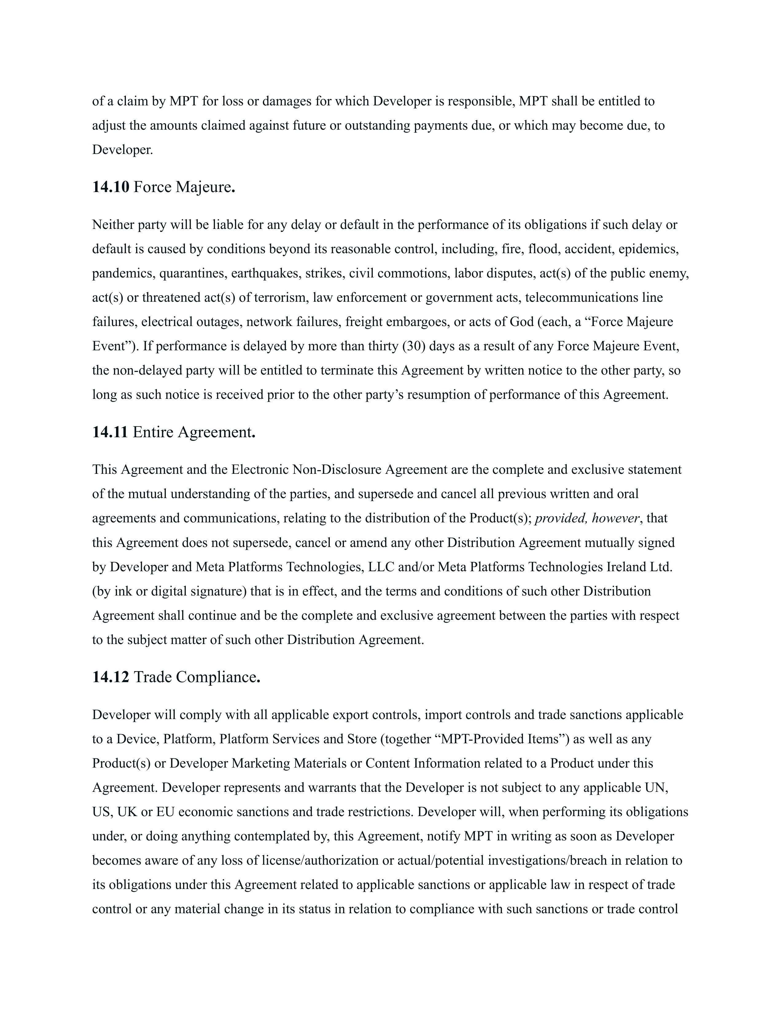 Meta Electronic Developer Distribution Agreement — page 22
