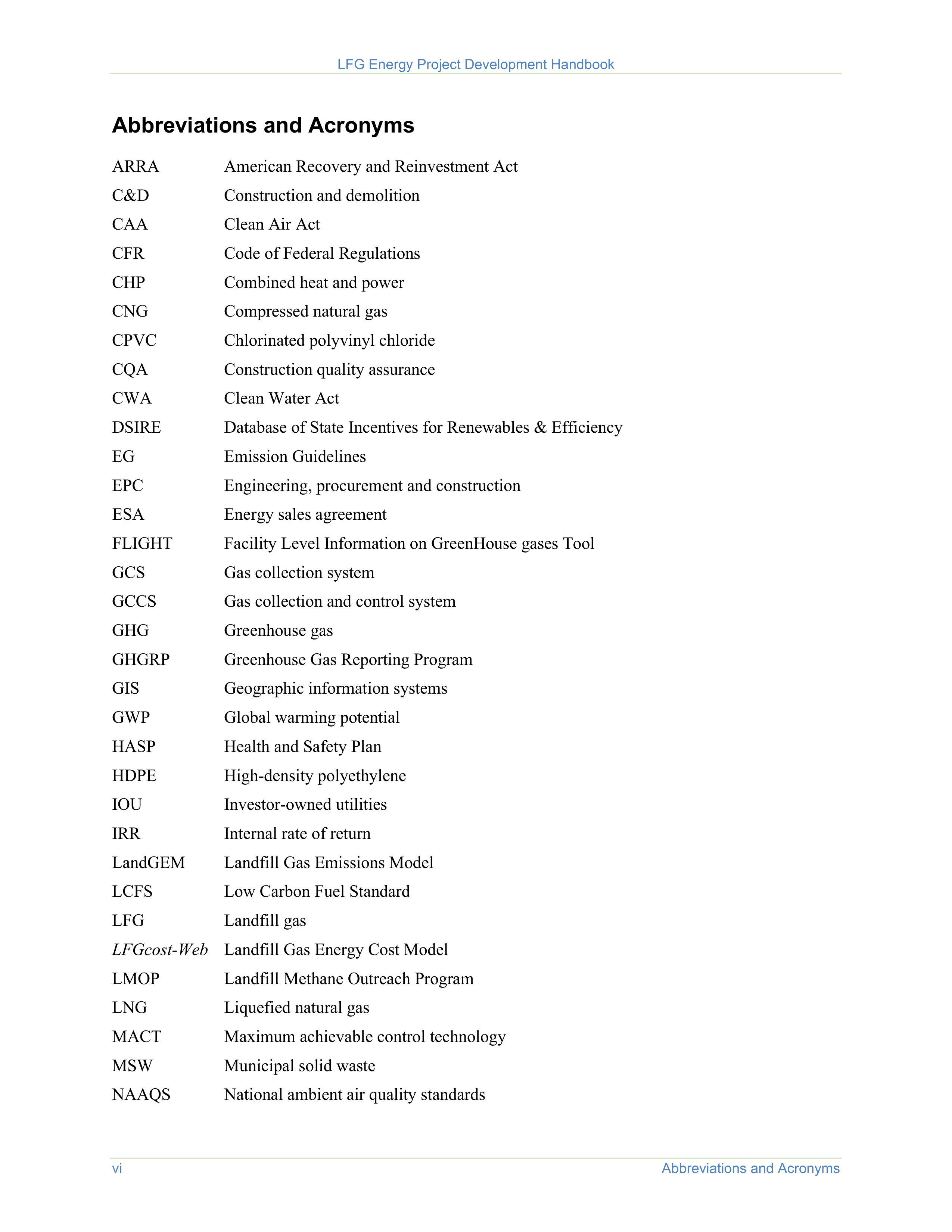EPA Landfill Gas Energy Project Development Handbook — page 8