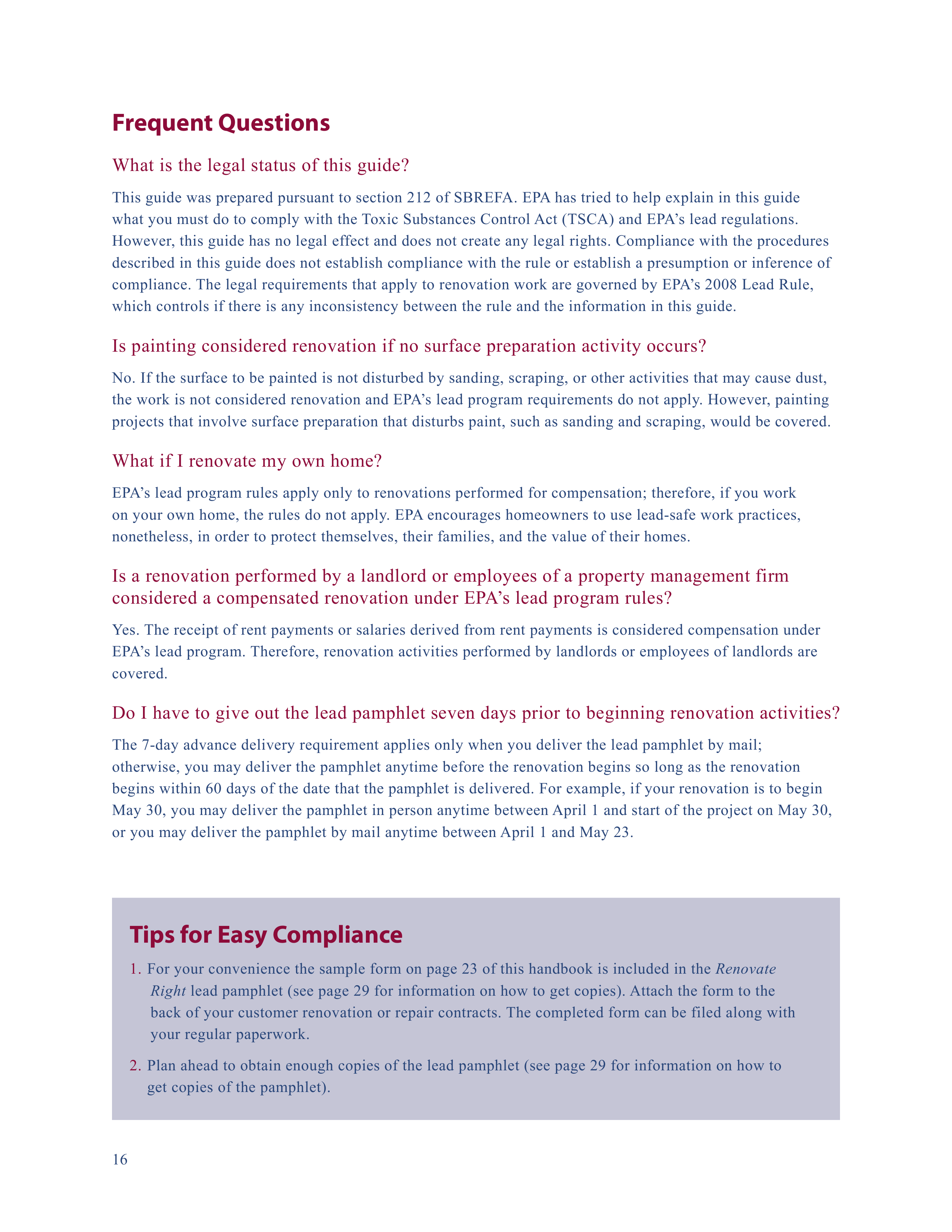 EPA Small Entity Compliance Guide to Renovate Right — page 18