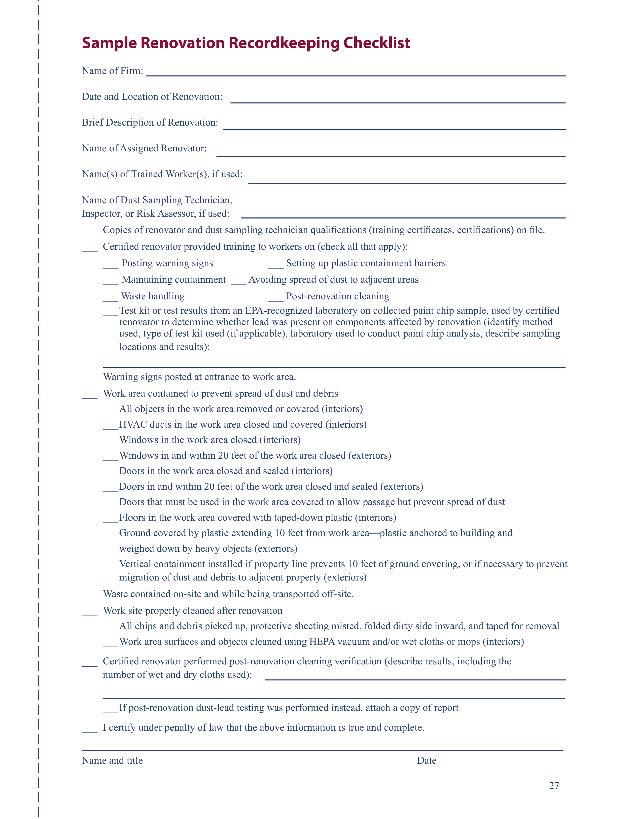 EPA Small Entity Compliance Guide to Renovate Right — page 29