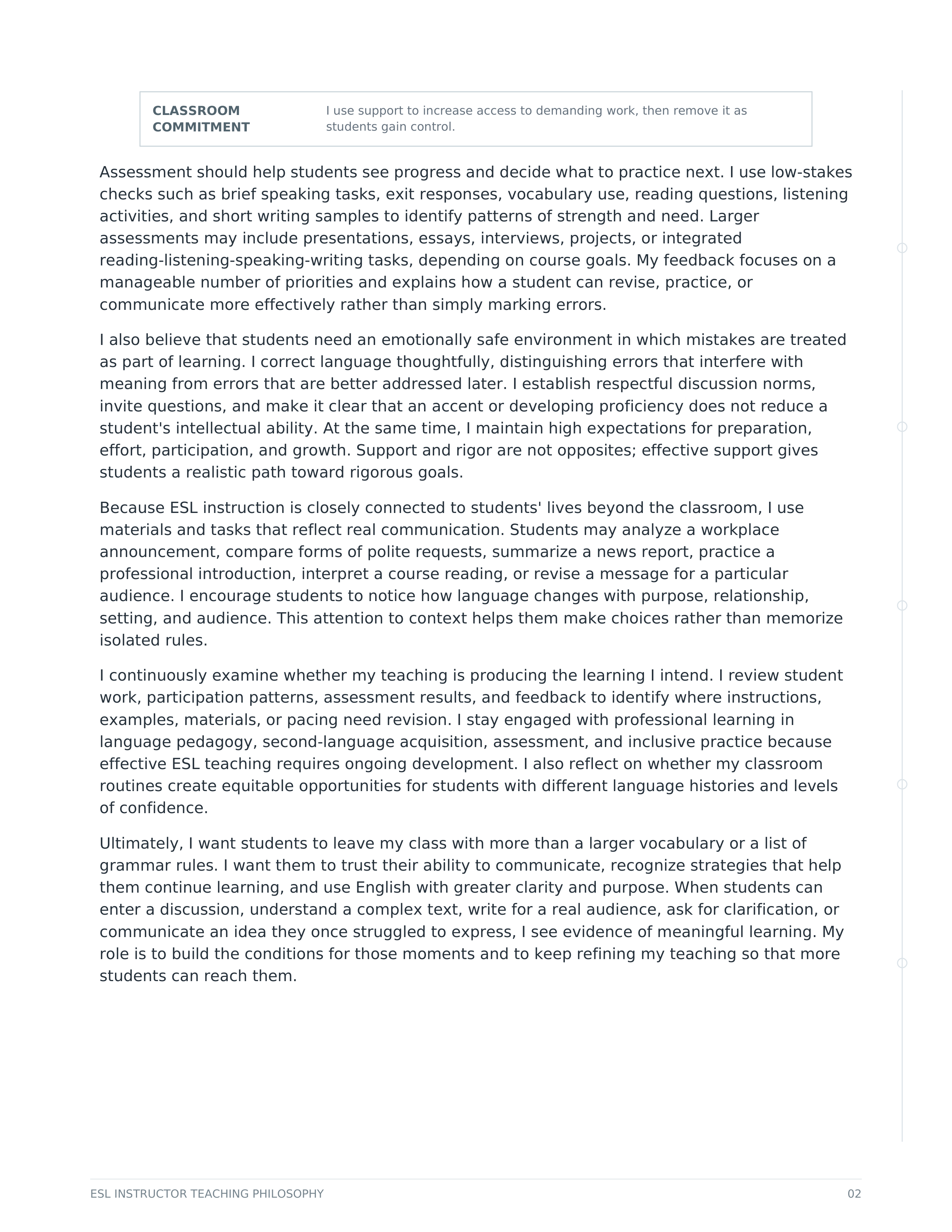 ESL Instructor Teaching Philosophy — page 2