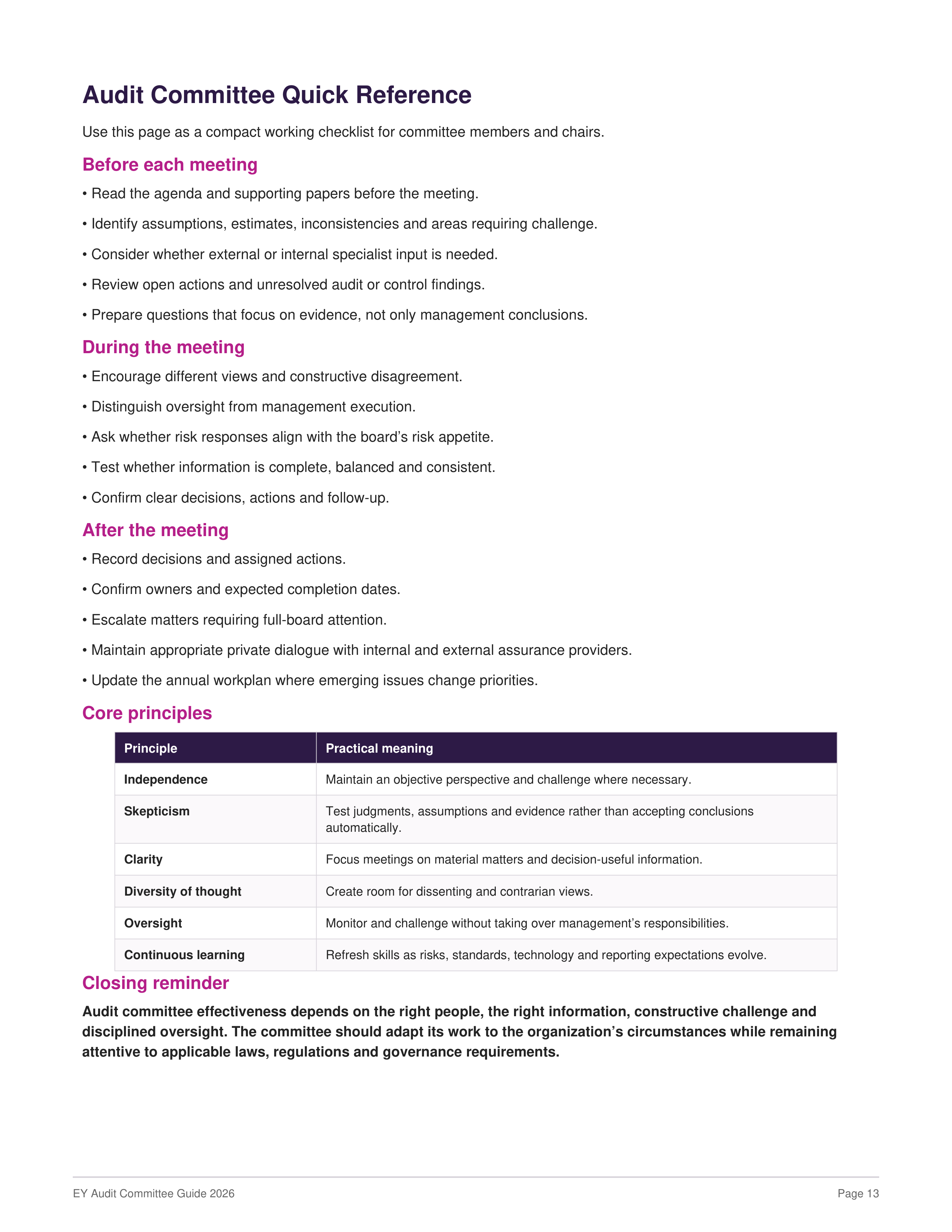 EY Audit Committee Guide — page 13