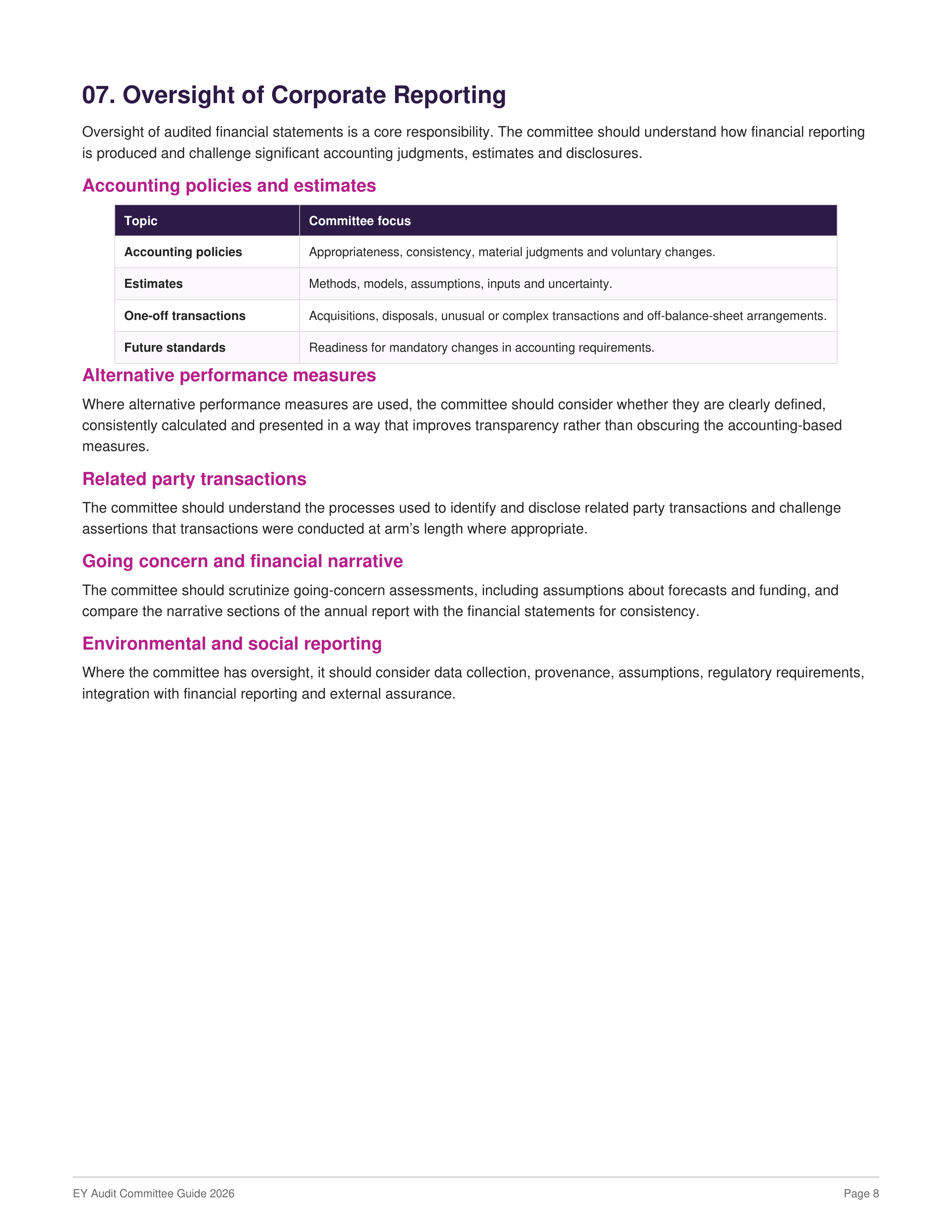 EY Audit Committee Guide — page 8