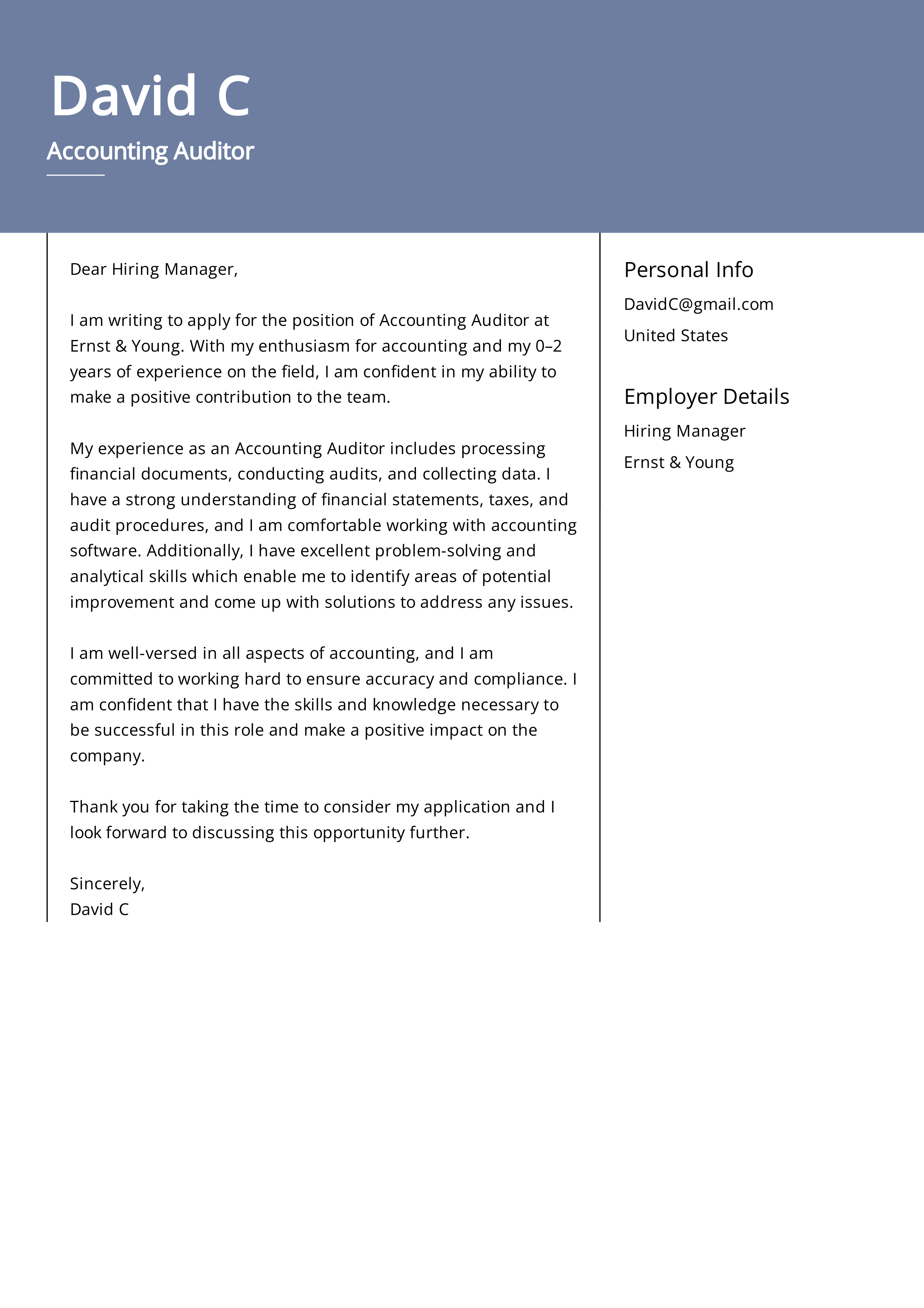 EY Auditor Cover Letter — page 1