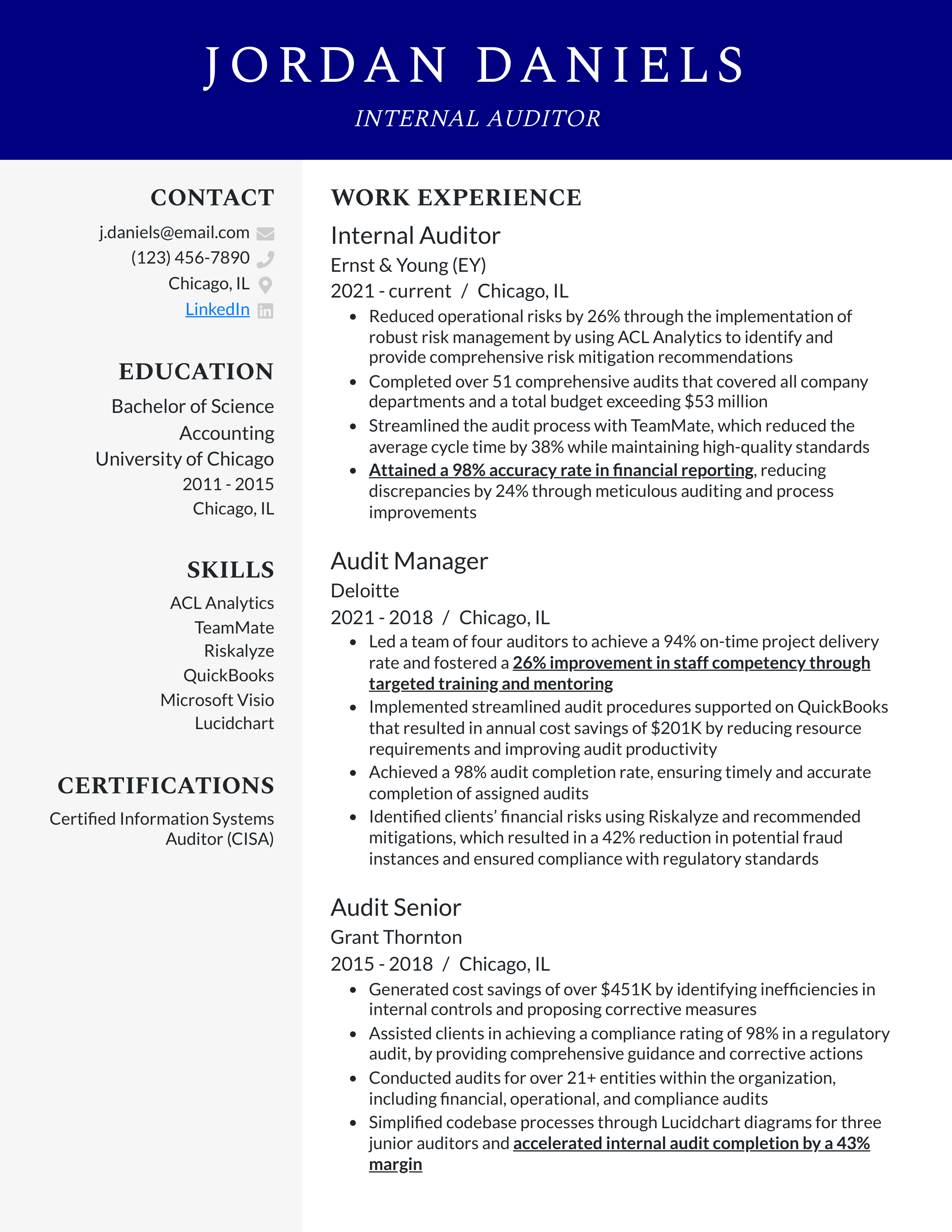 EY Auditor Resume — page 1