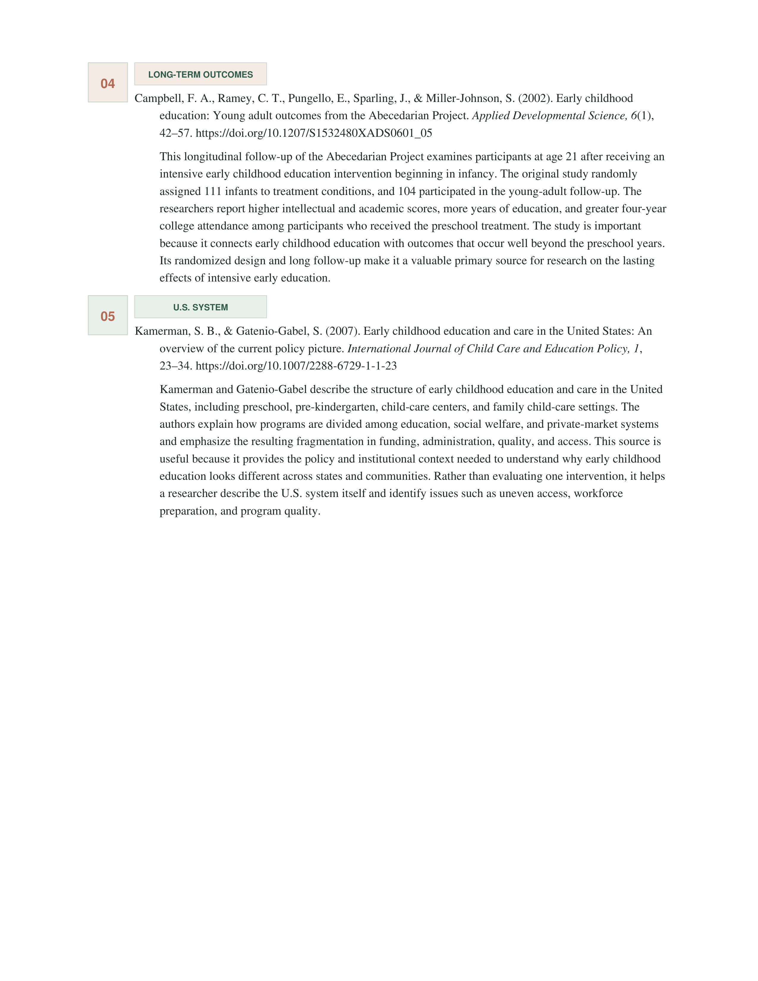 Early Childhood Education Annotated Bibliography — page 2