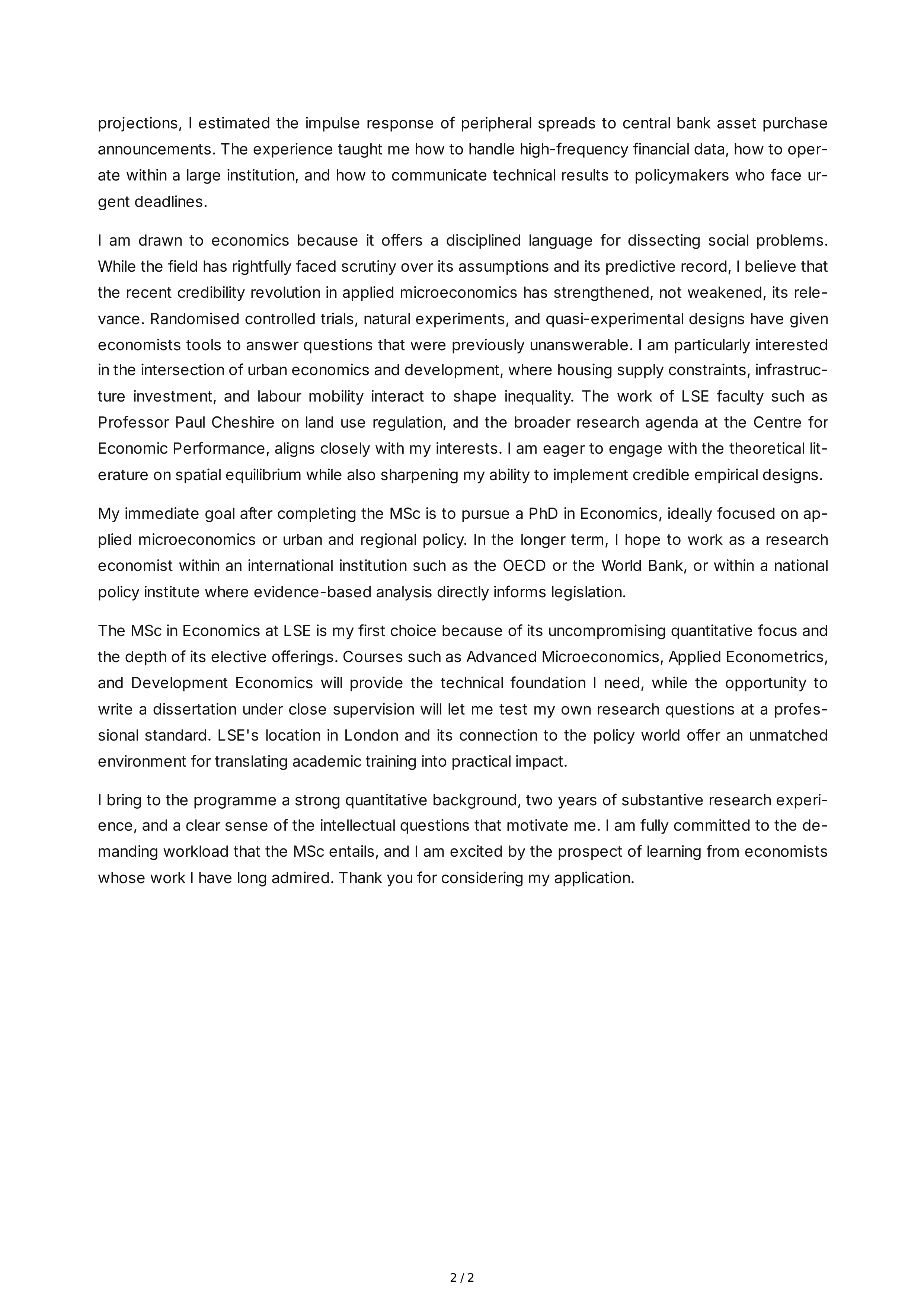 Economics Personal Statement — page 2