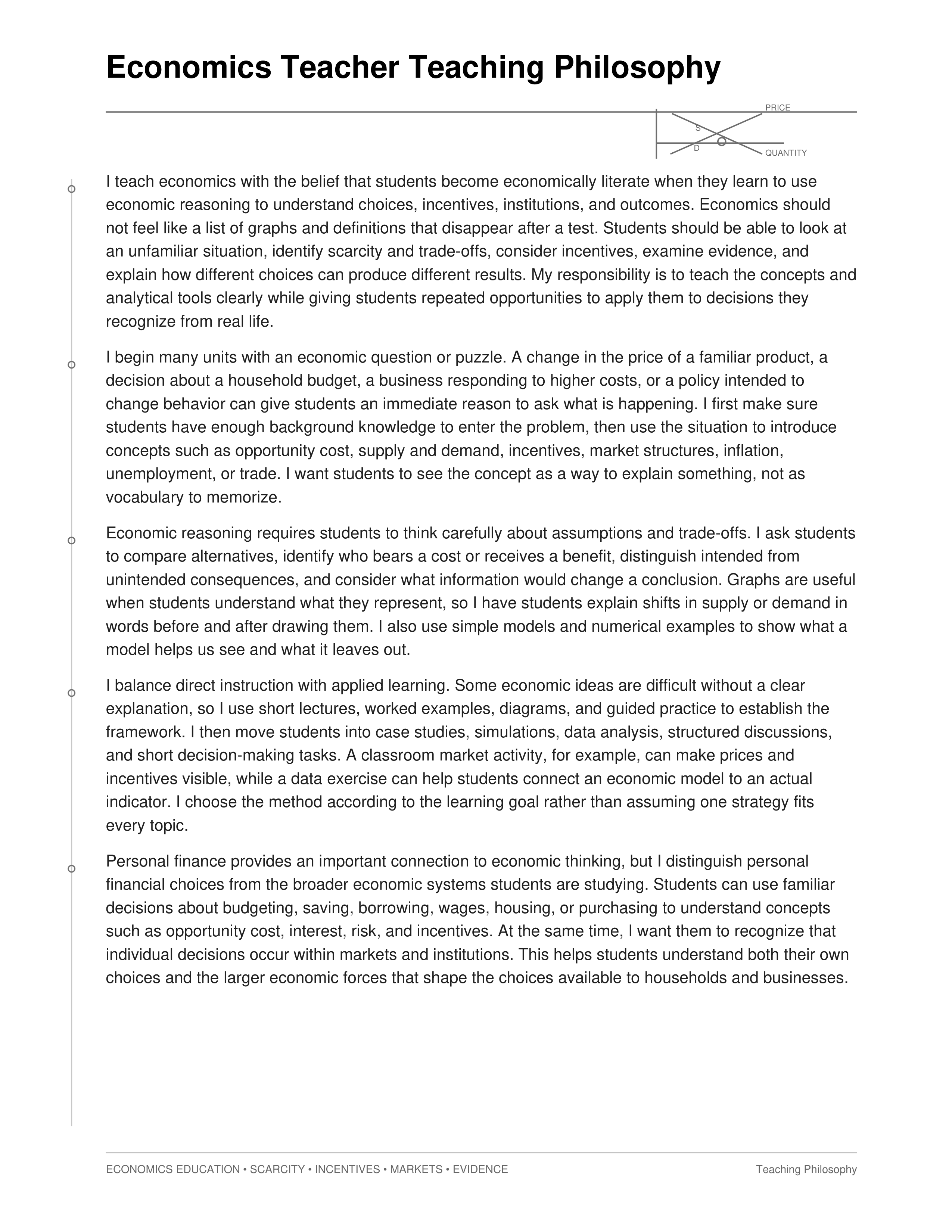 Economics Teacher Teaching Philosophy — page 1