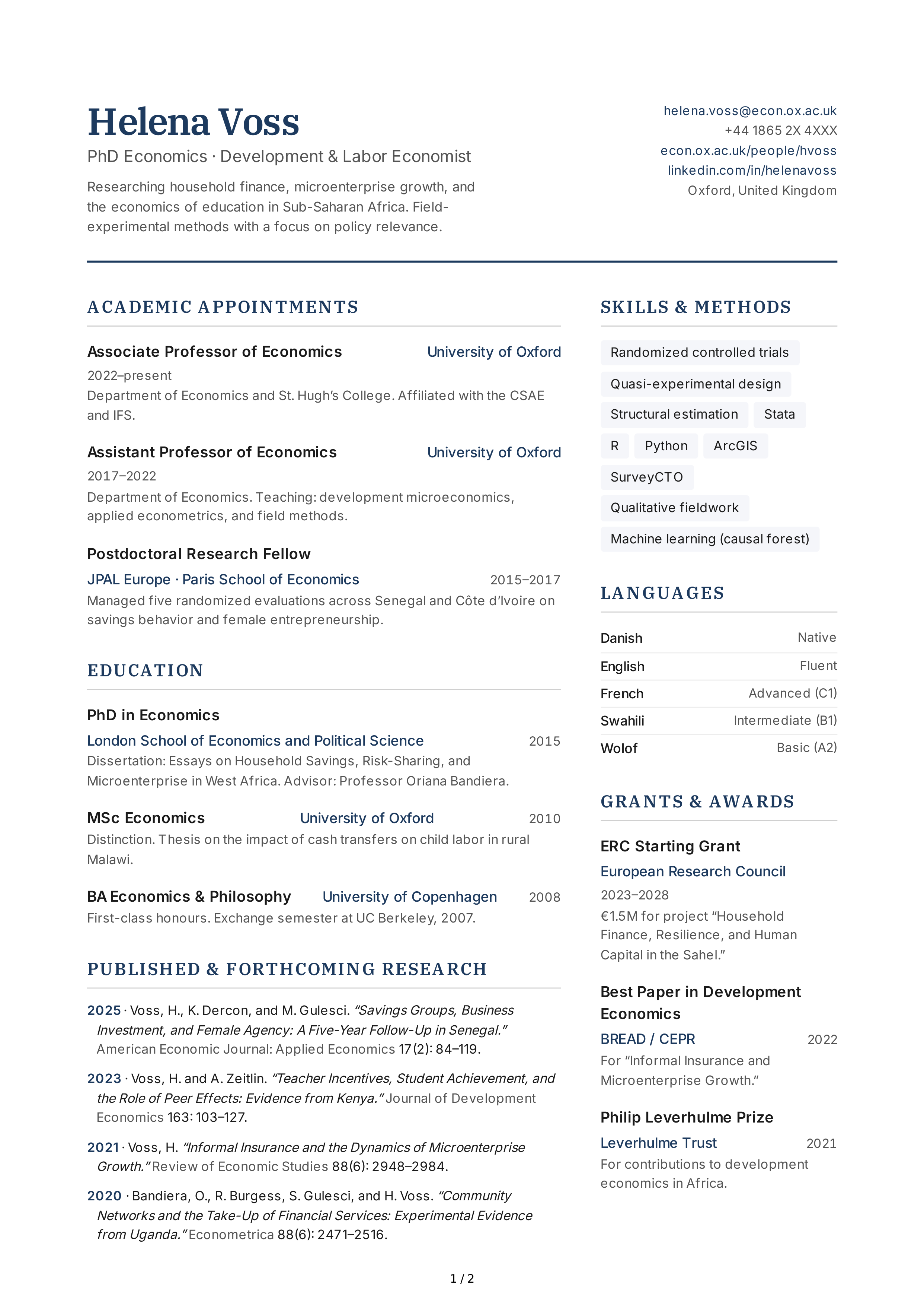 Economist CV — page 1