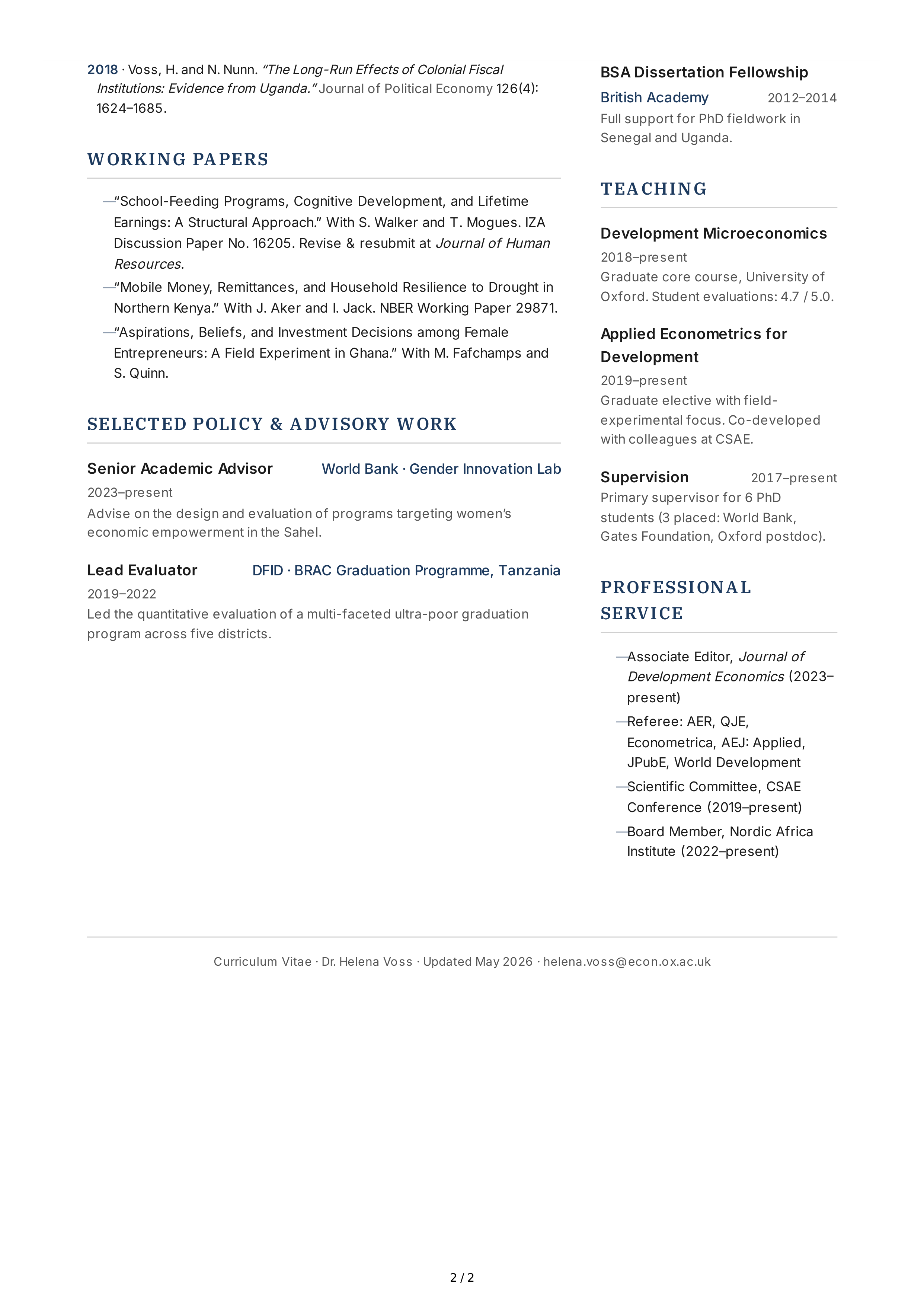 Economist CV — page 2