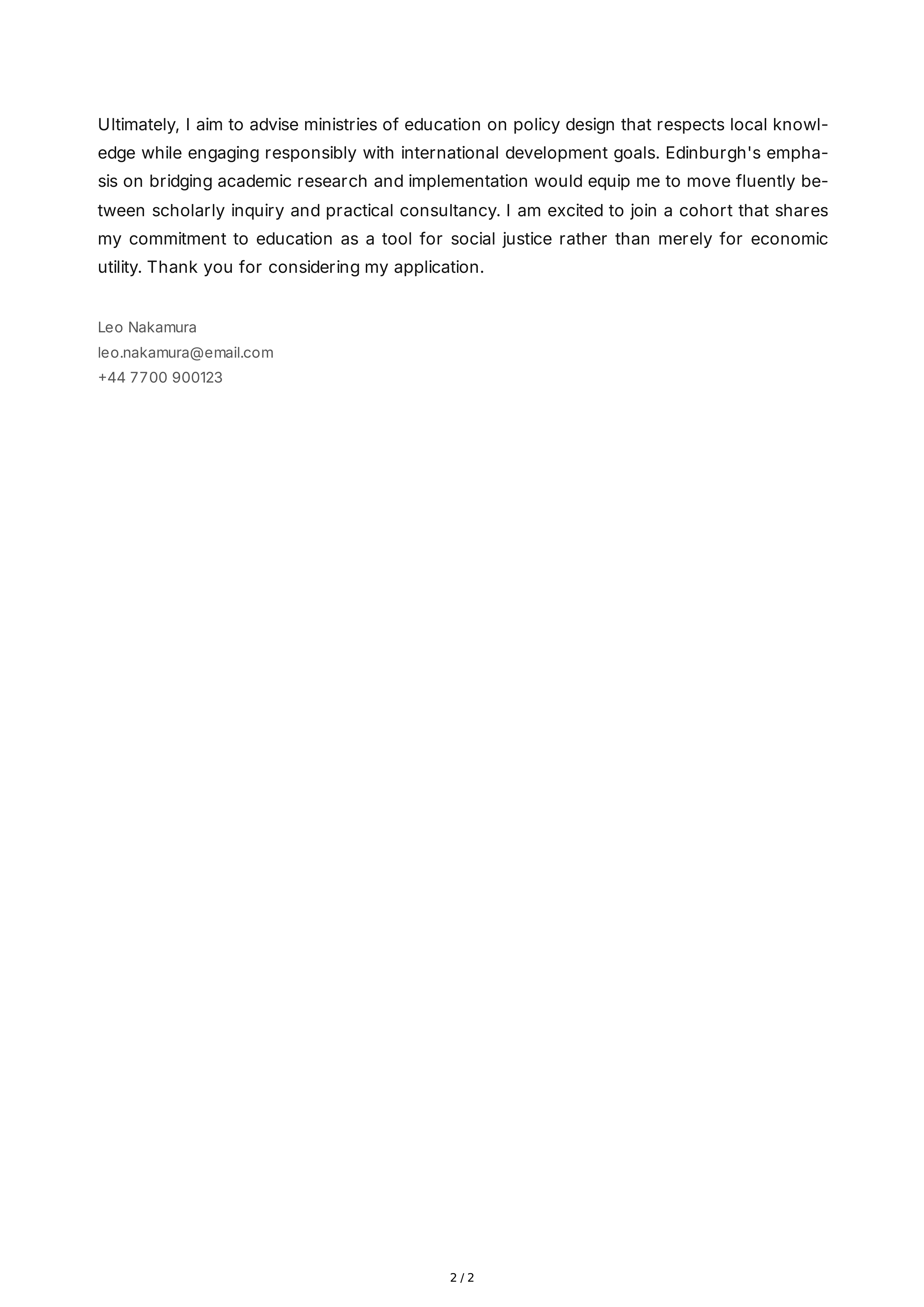 Education Personal Statement — page 2