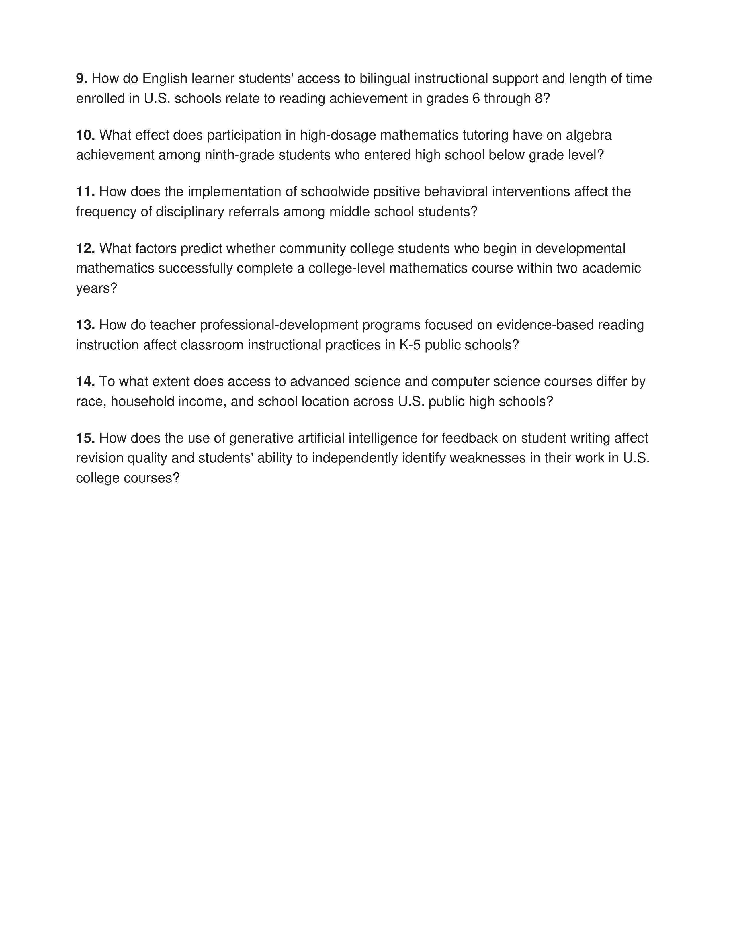 Education Research Questions — page 2