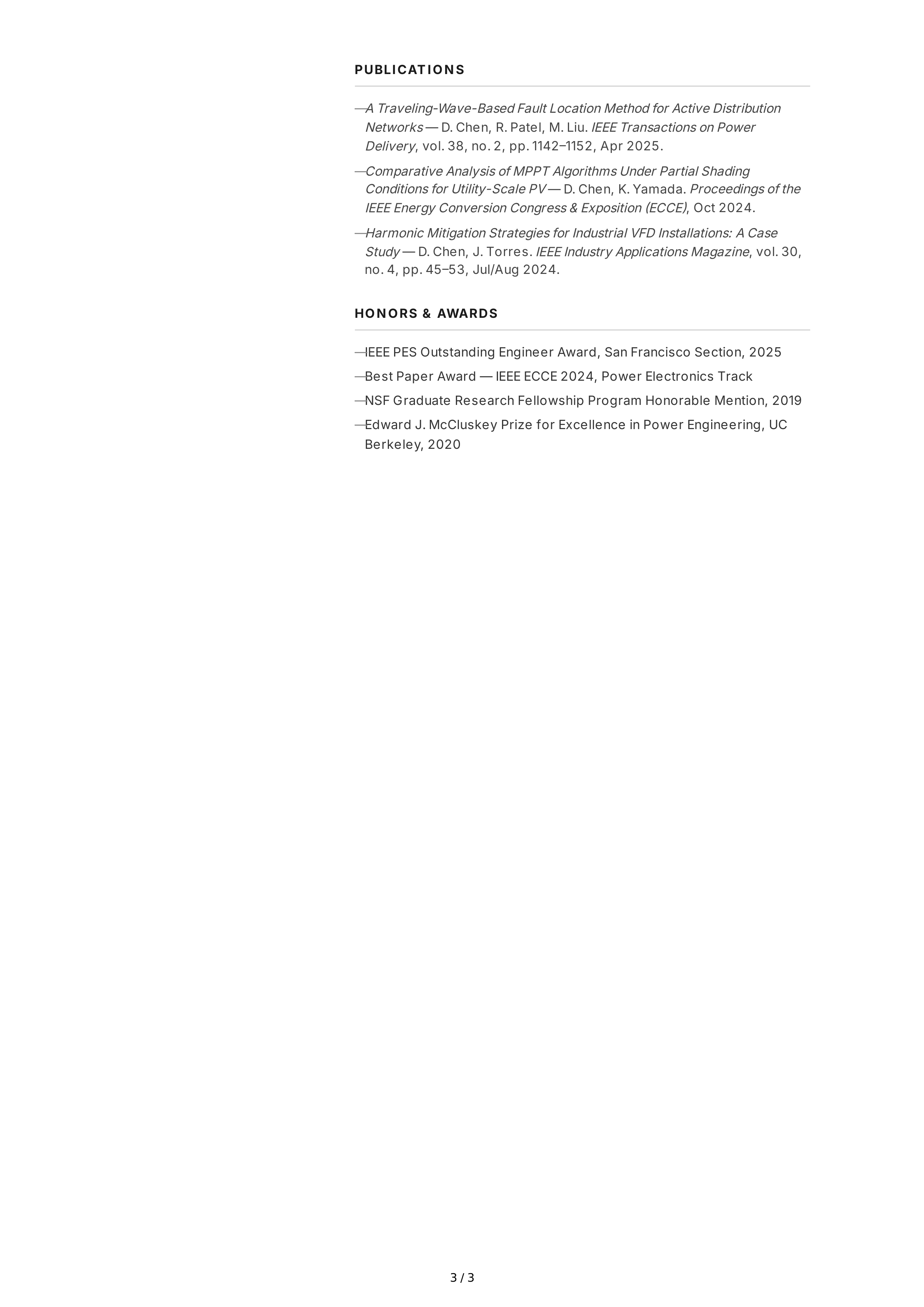Electrical Engineer CV — page 3