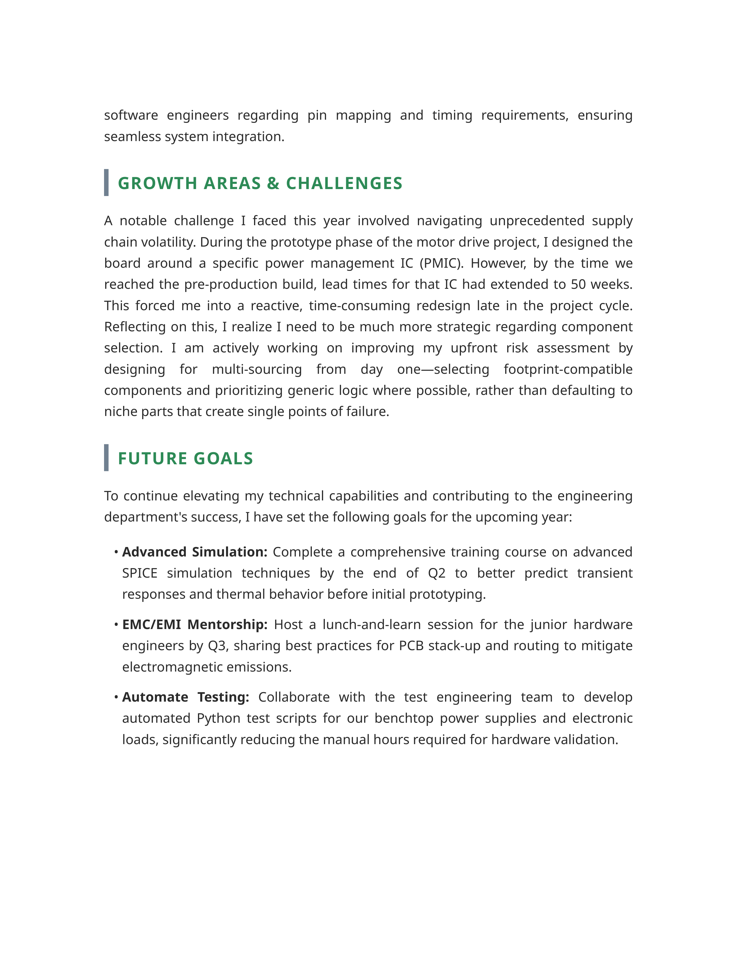 Electrical Engineer Self Performance Review — page 2