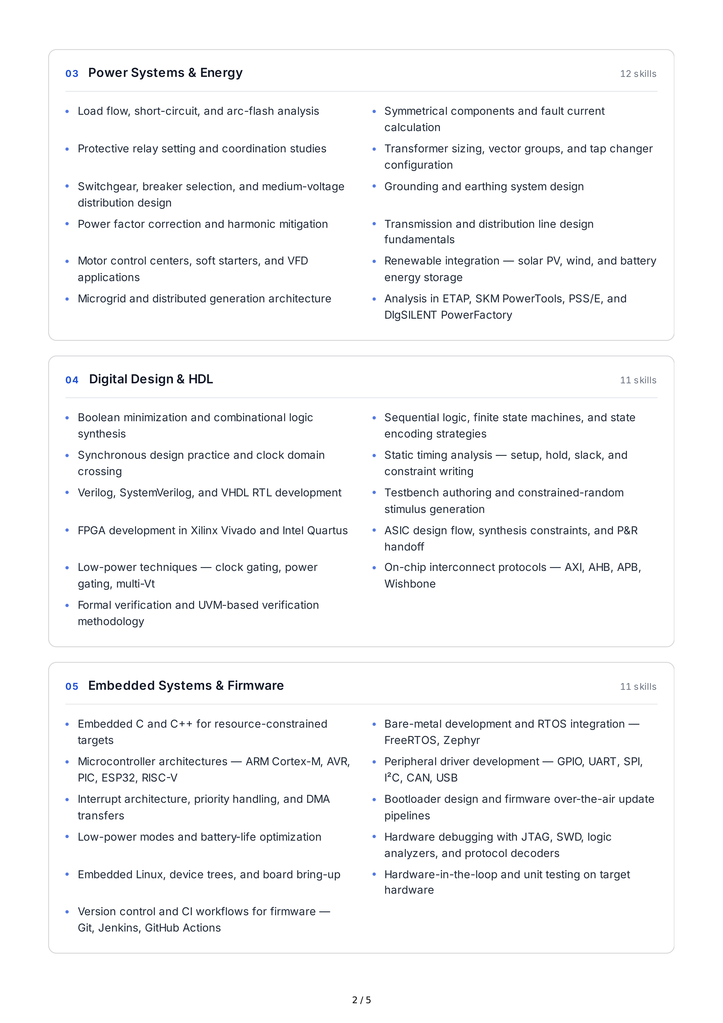 Electrical Engineering Technical Skills — page 2