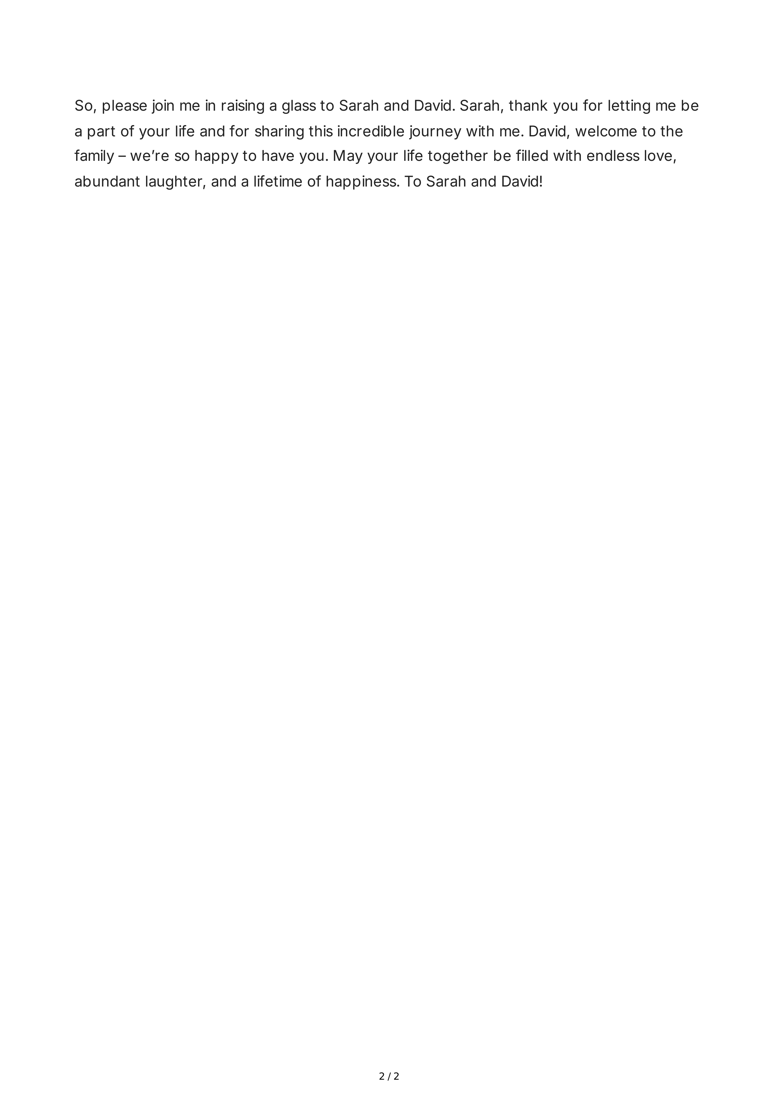 Elegant Maid of Honor Speech — page 2