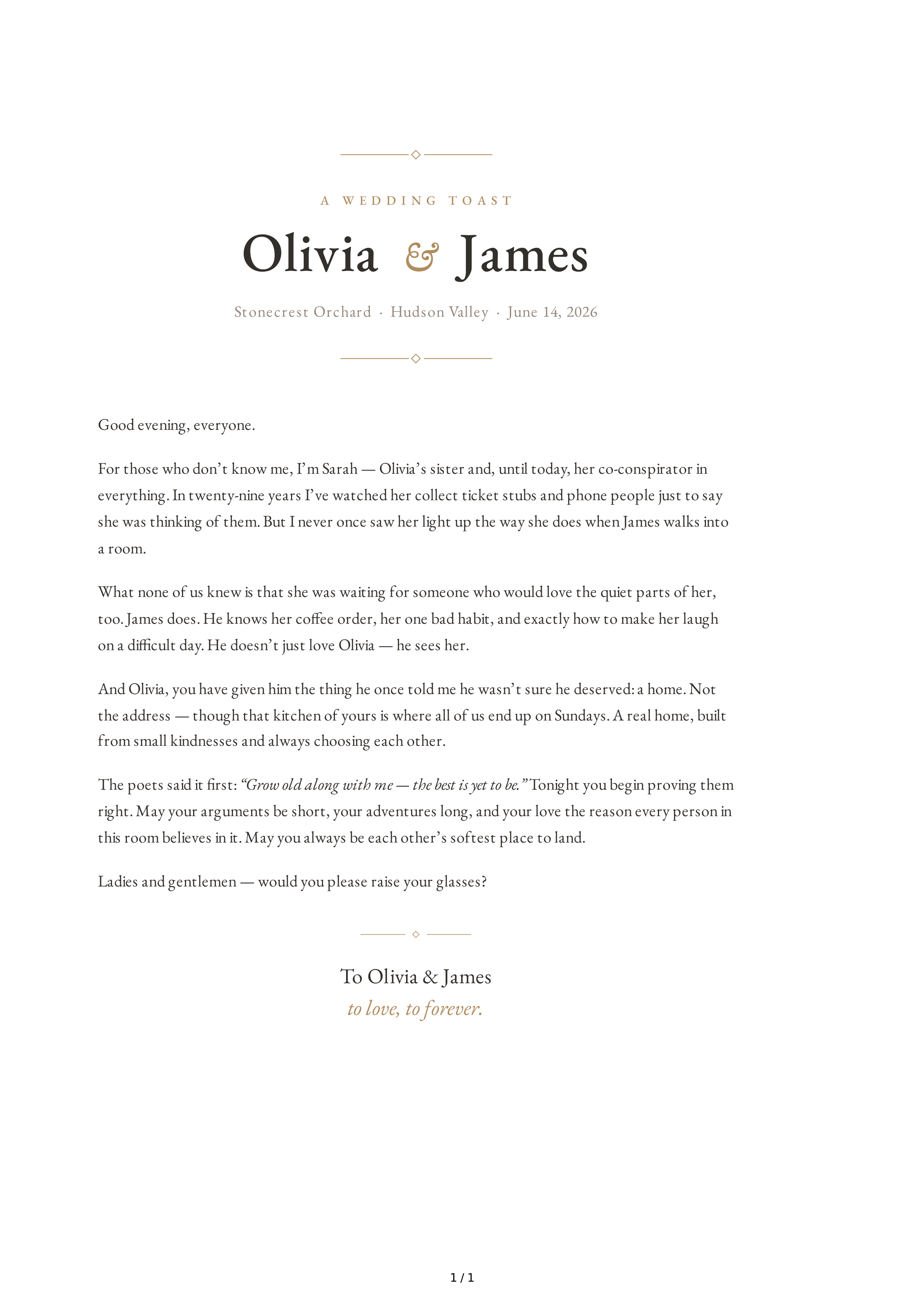 Elegant Wedding Toast — page 1