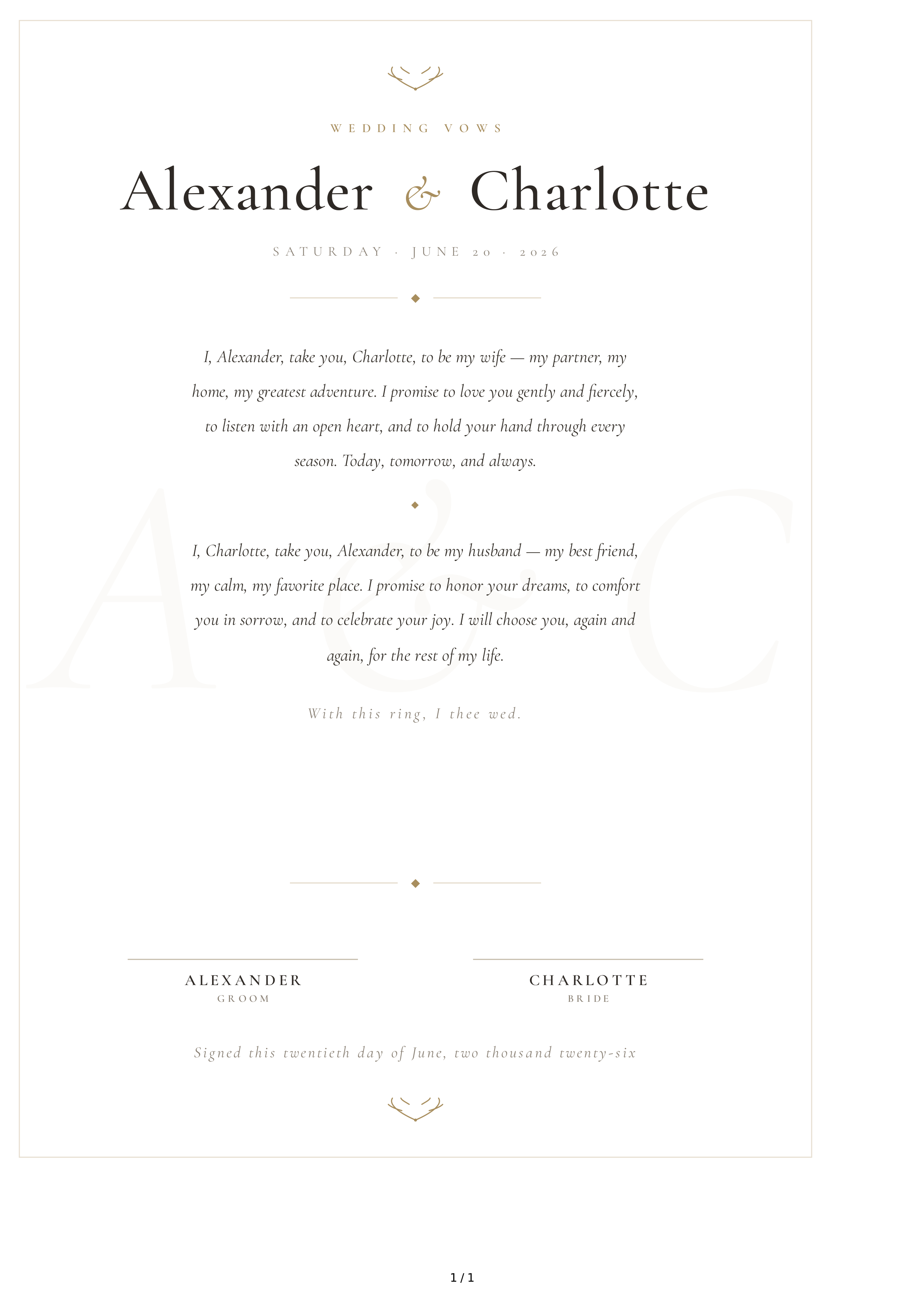 Elegant Wedding Vows — page 1
